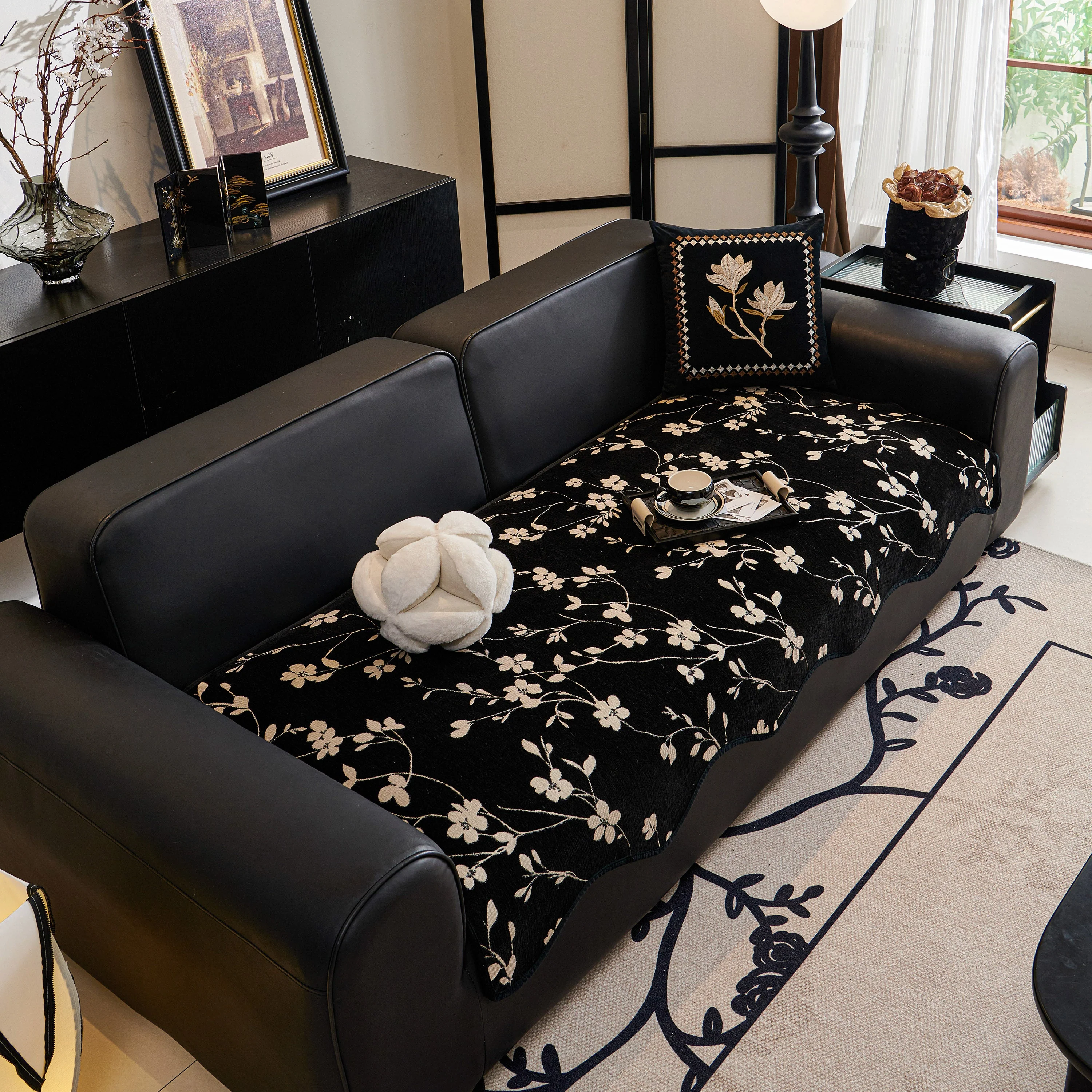Floral Chenille Couch Cover, Non-Slip Sofa Slipcover Protector for Furniture - Image 77