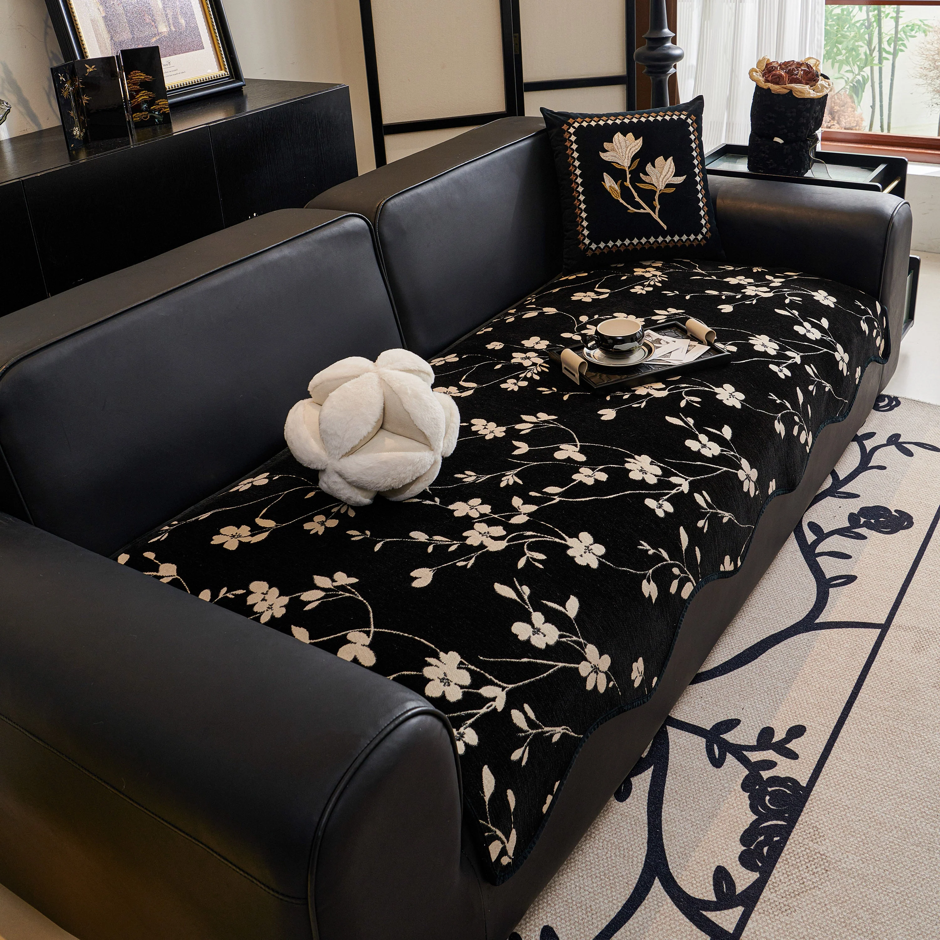 Floral Chenille Couch Cover, Non-Slip Sofa Slipcover Protector for Furniture - Image 78