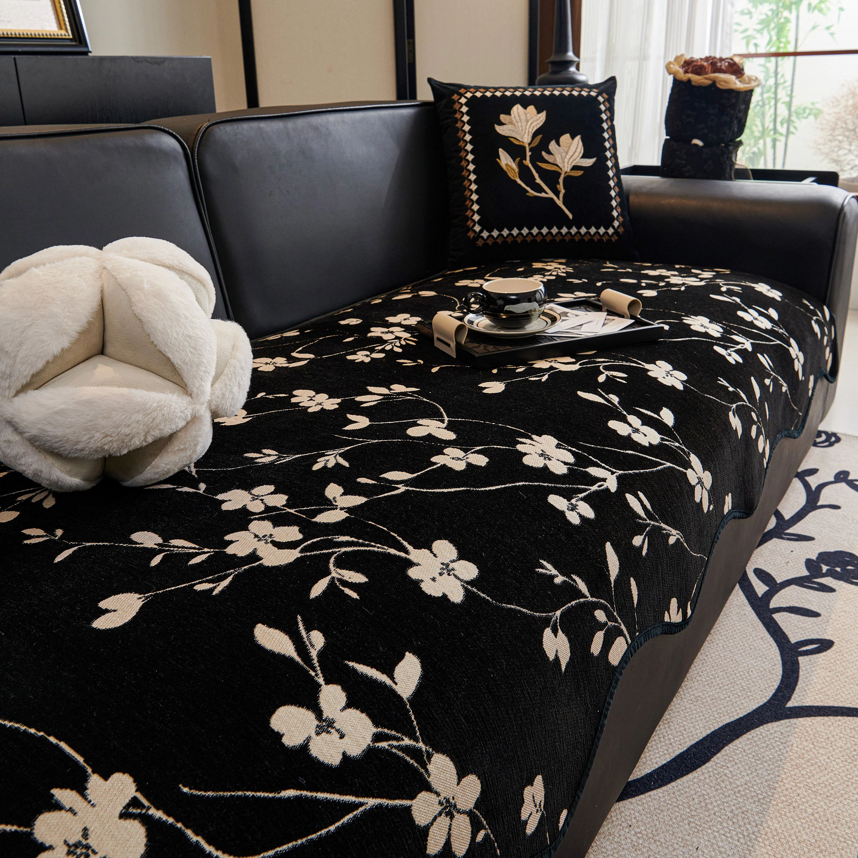 Floral Chenille Couch Cover, Non-Slip Sofa Slipcover Protector for Furniture - Image 79