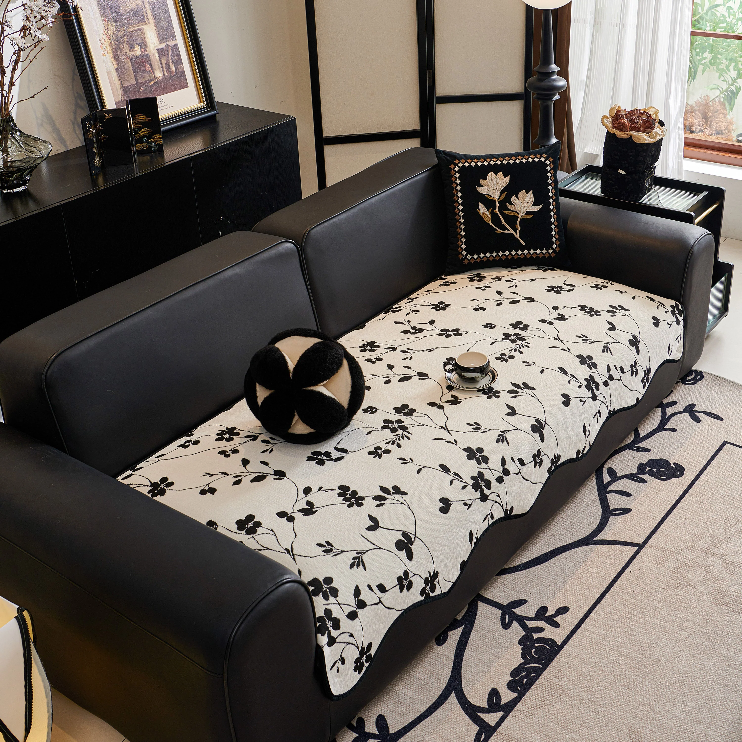 Floral Chenille Couch Cover, Non-Slip Sofa Slipcover Protector for Furniture - Image 8