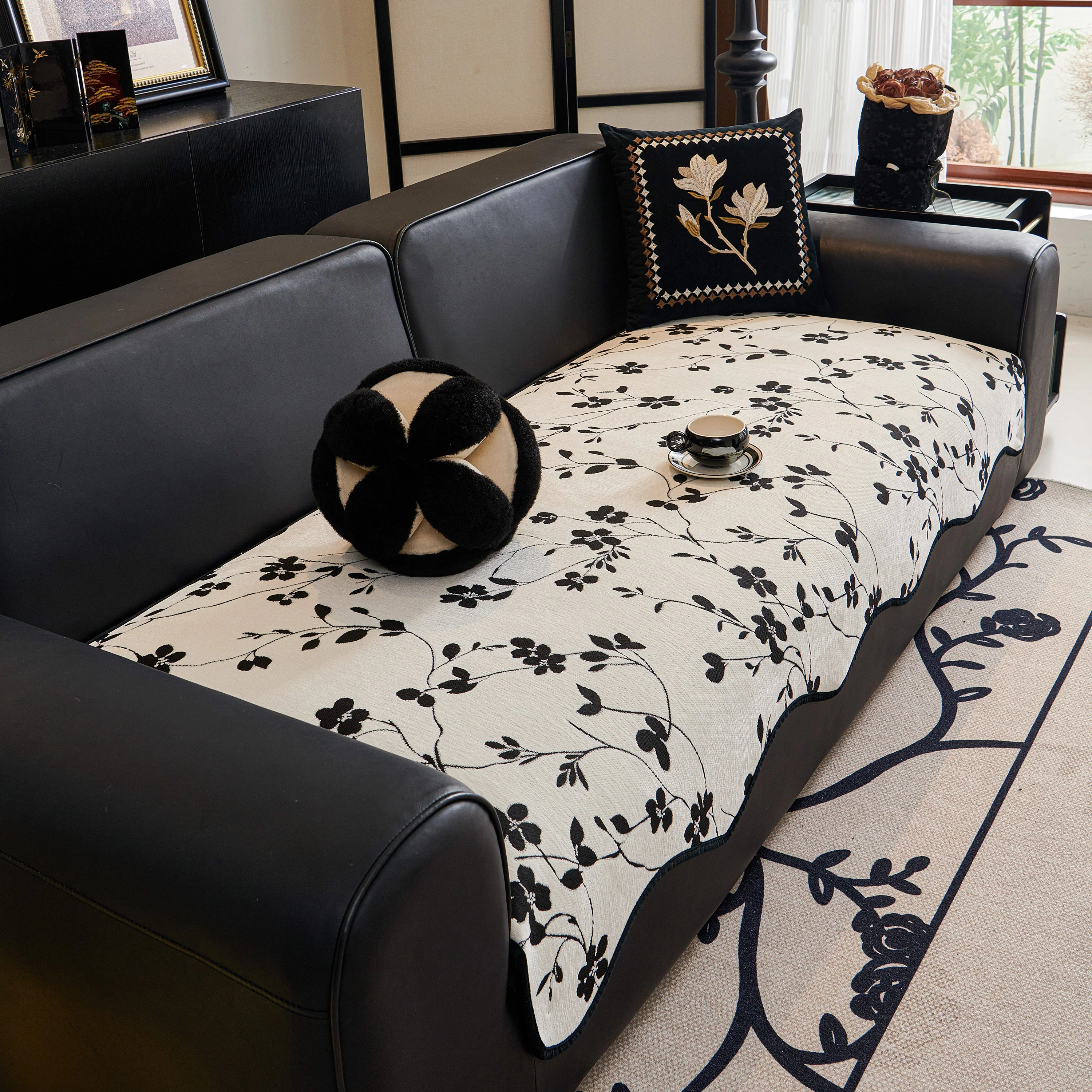 Floral Chenille Couch Cover, Non-Slip Sofa Slipcover Protector for Furniture - Image 9