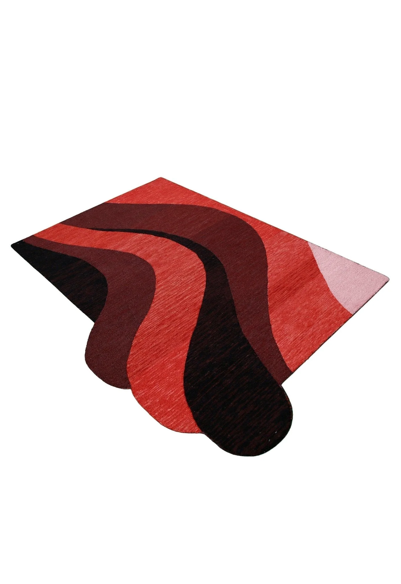 Flow Modern Abstract Red And Maroon Hand Tufted 5x8 Wool Rug - Image 8