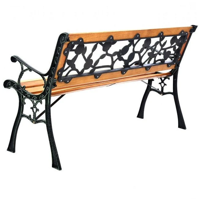 Flowers Outdoor Patio Park Cast Iron Garden Porch Chair Bench - Image 3