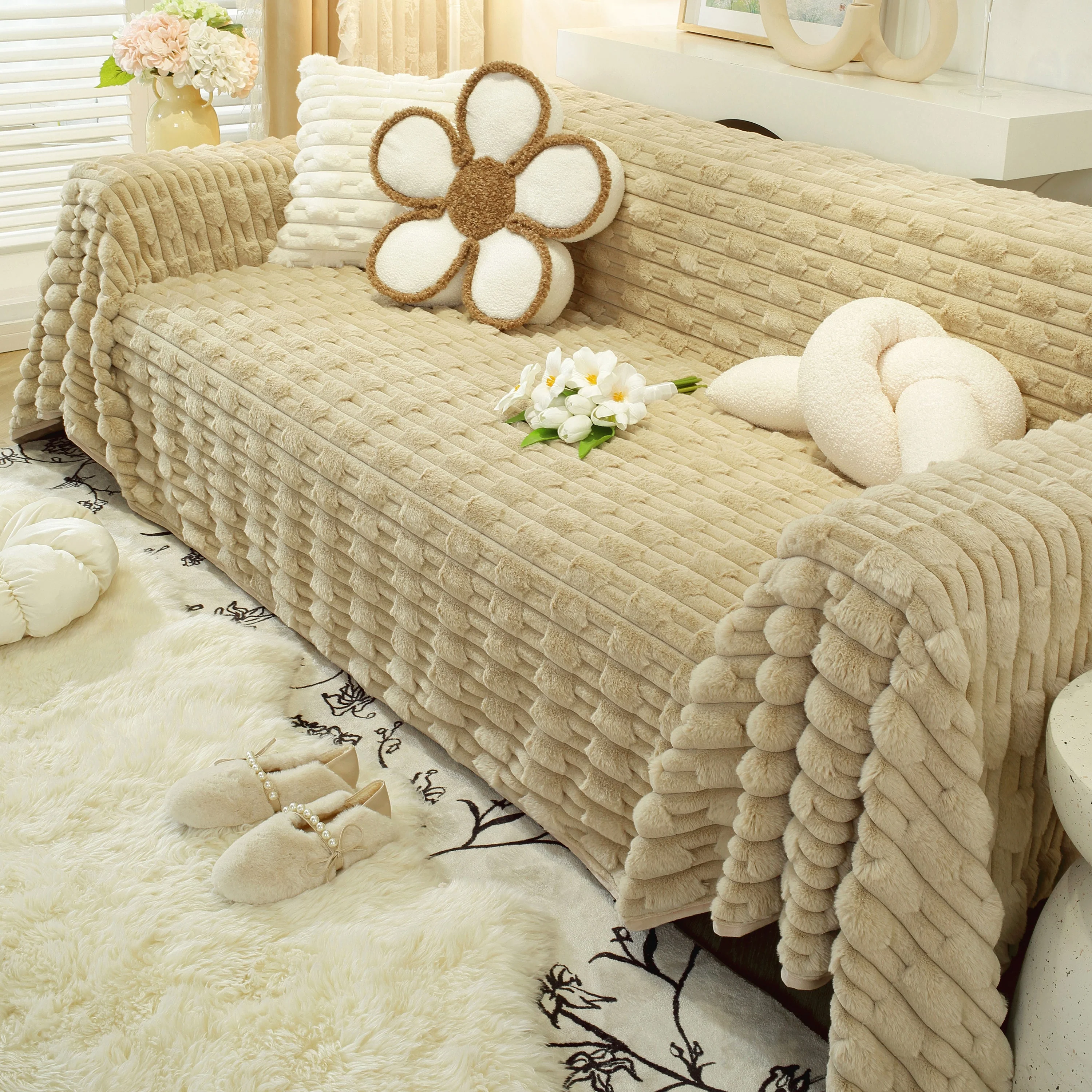 Fluffy Faux Fur Couch Cover Plush Sofa Throw, Warm & Stylish Sofa Protector - Image 10