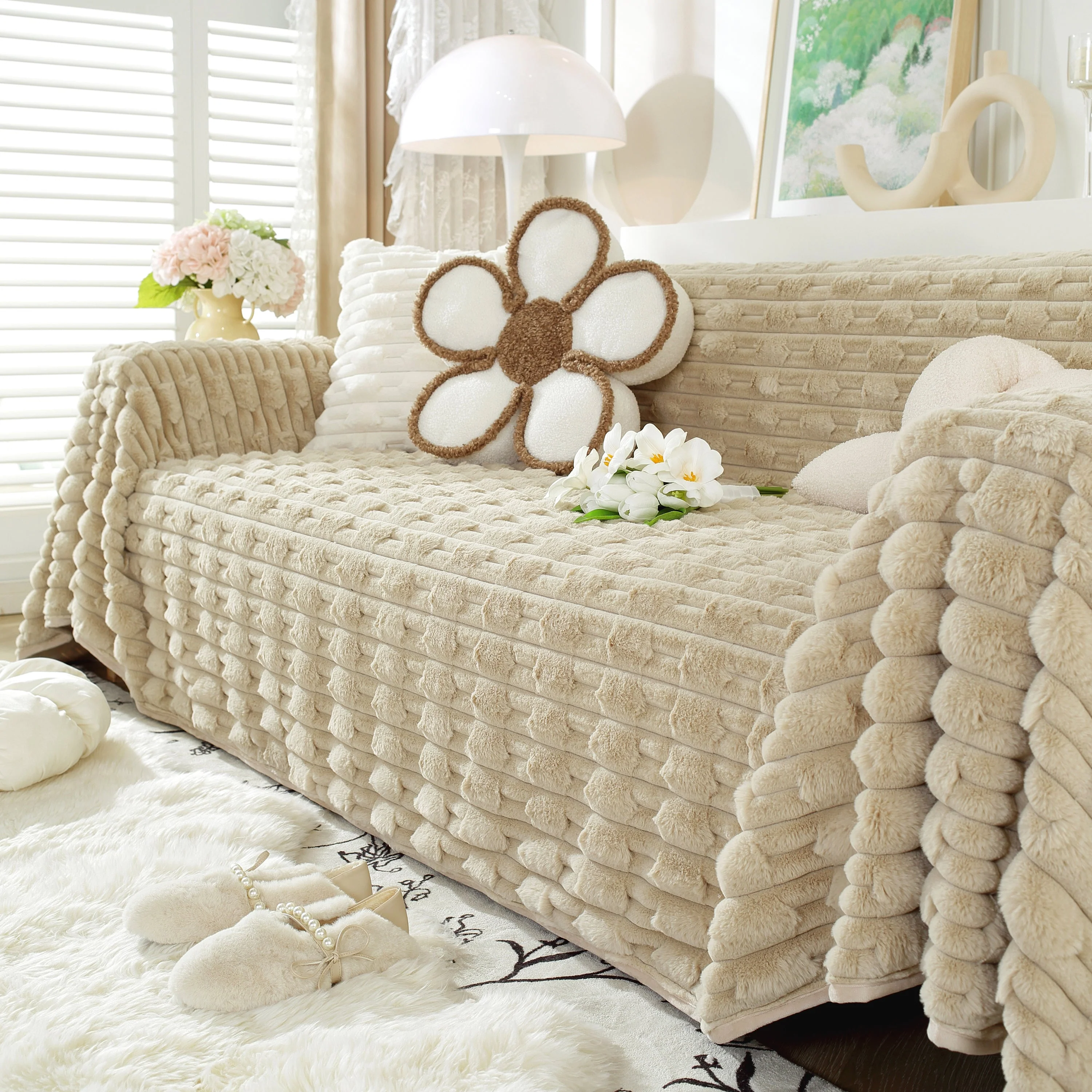 Fluffy Faux Fur Couch Cover Plush Sofa Throw, Warm & Stylish Sofa Protector - Image 11
