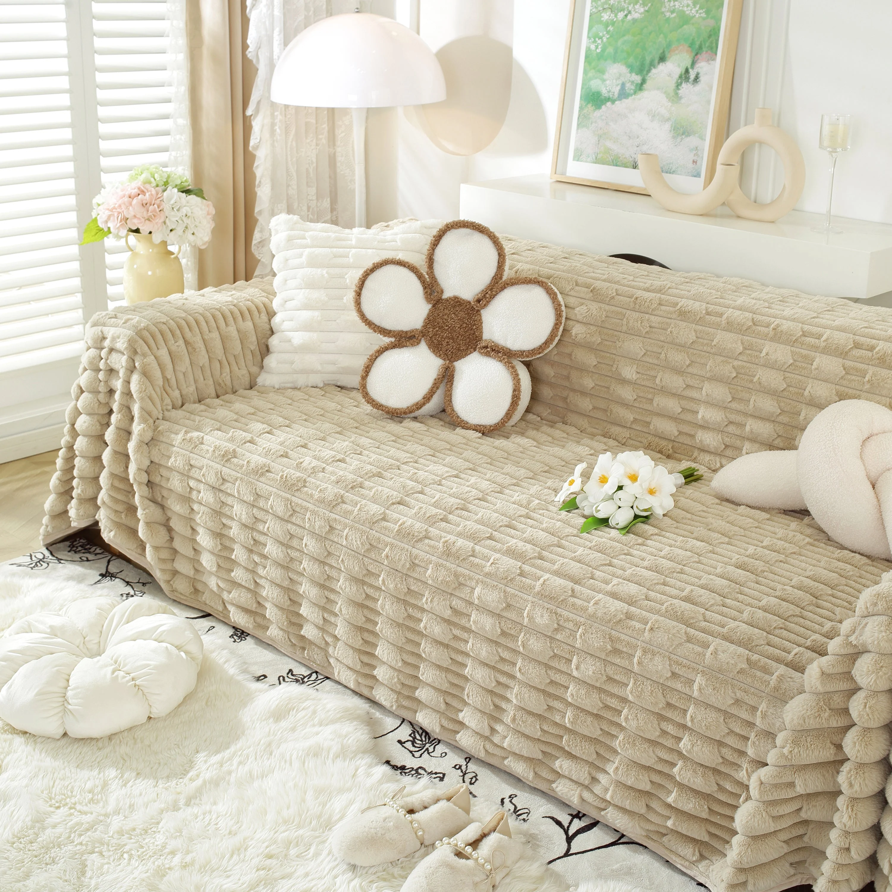 Fluffy Faux Fur Couch Cover Plush Sofa Throw, Warm & Stylish Sofa Protector - Image 14