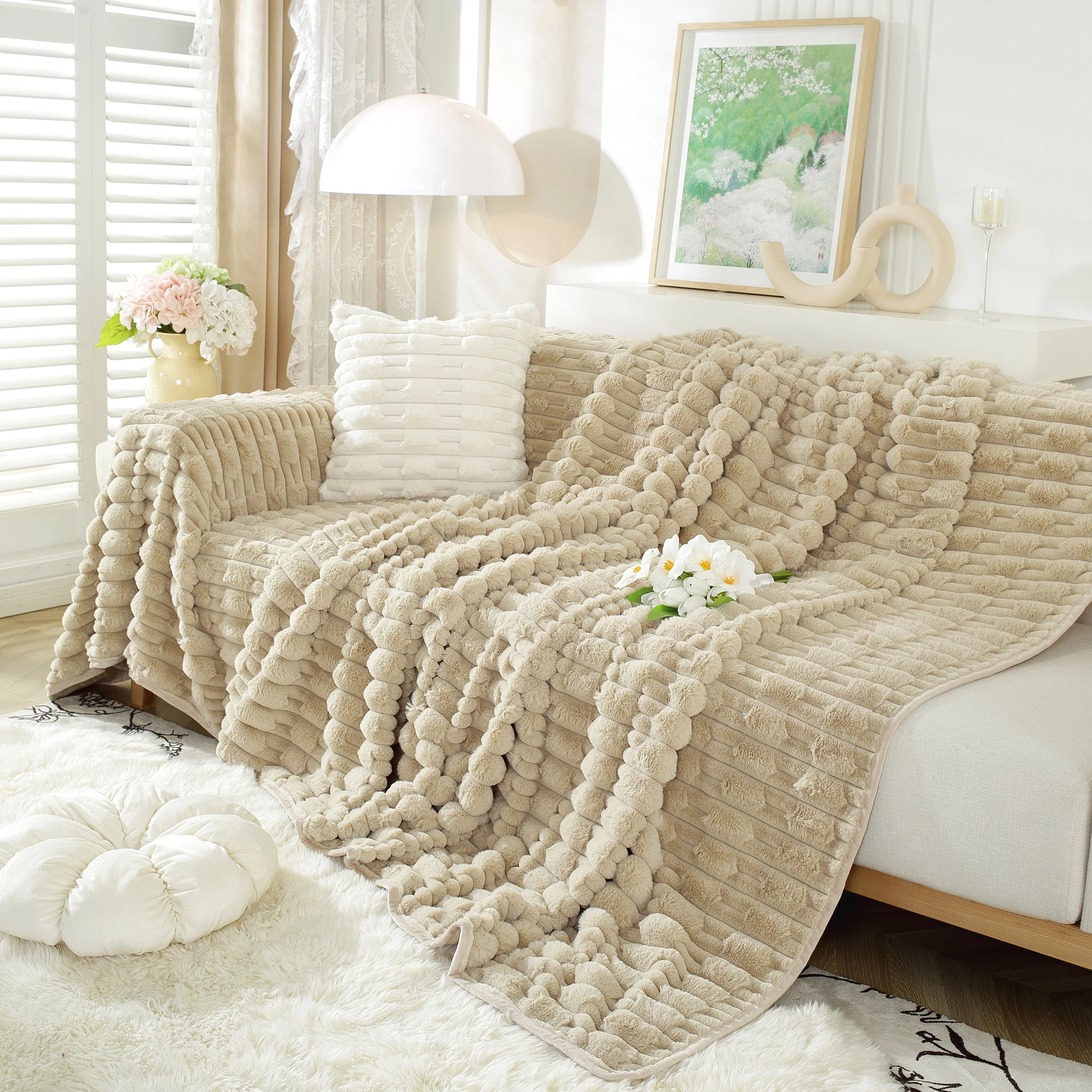 Fluffy Faux Fur Couch Cover Plush Sofa Throw, Warm & Stylish Sofa Protector - Image 16