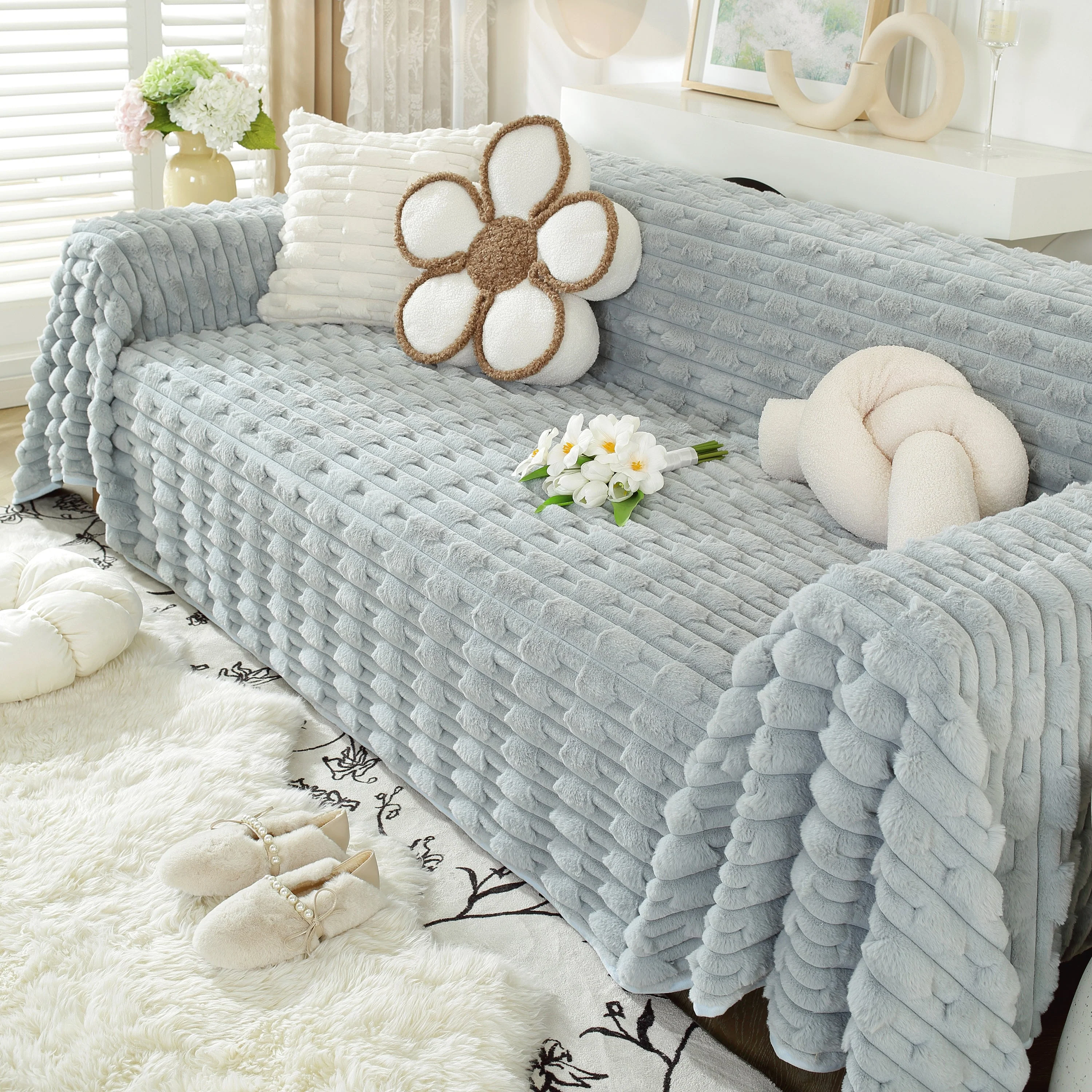 Fluffy Faux Fur Couch Cover Plush Sofa Throw, Warm & Stylish Sofa Protector - Image 17