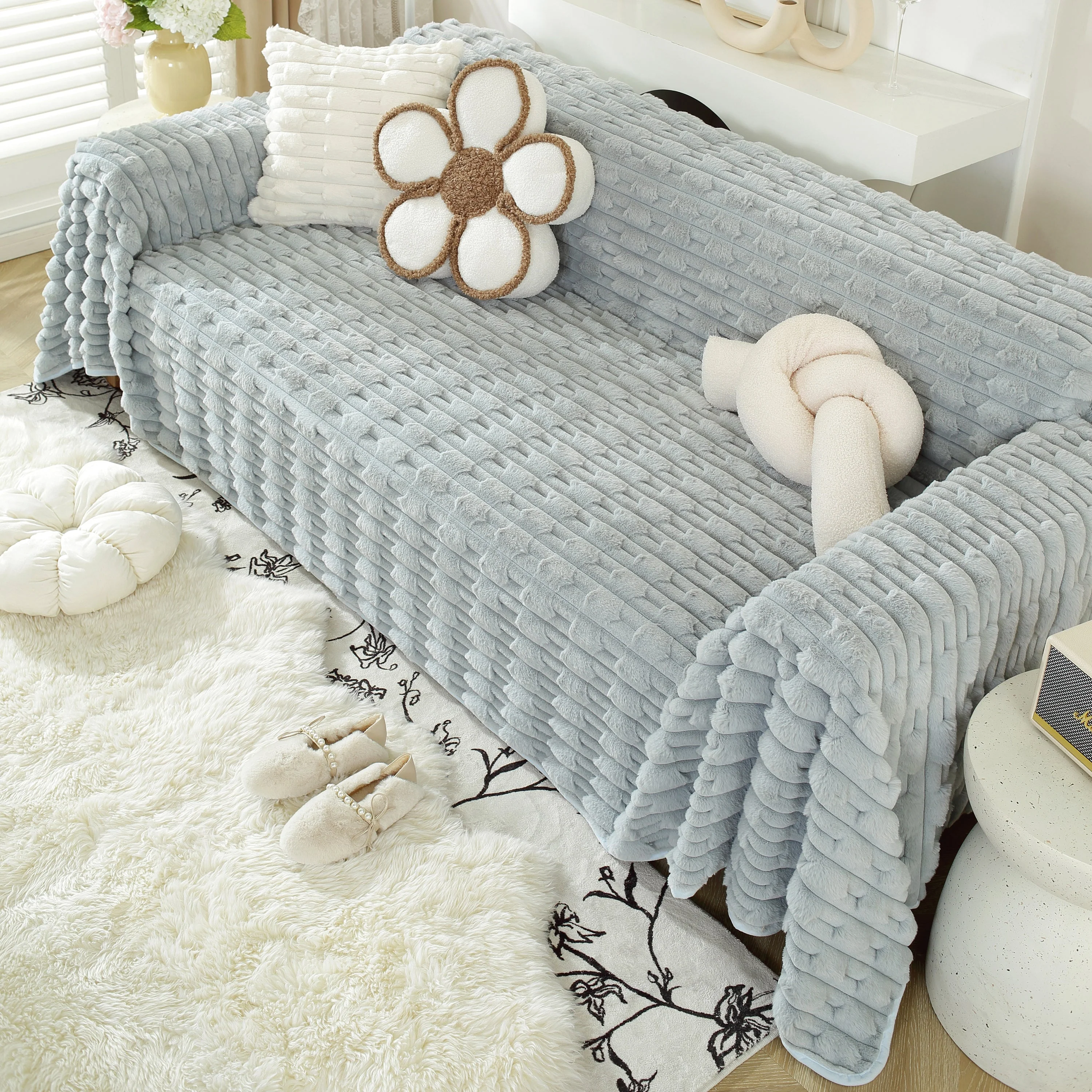 Fluffy Faux Fur Couch Cover Plush Sofa Throw, Warm & Stylish Sofa Protector - Image 18