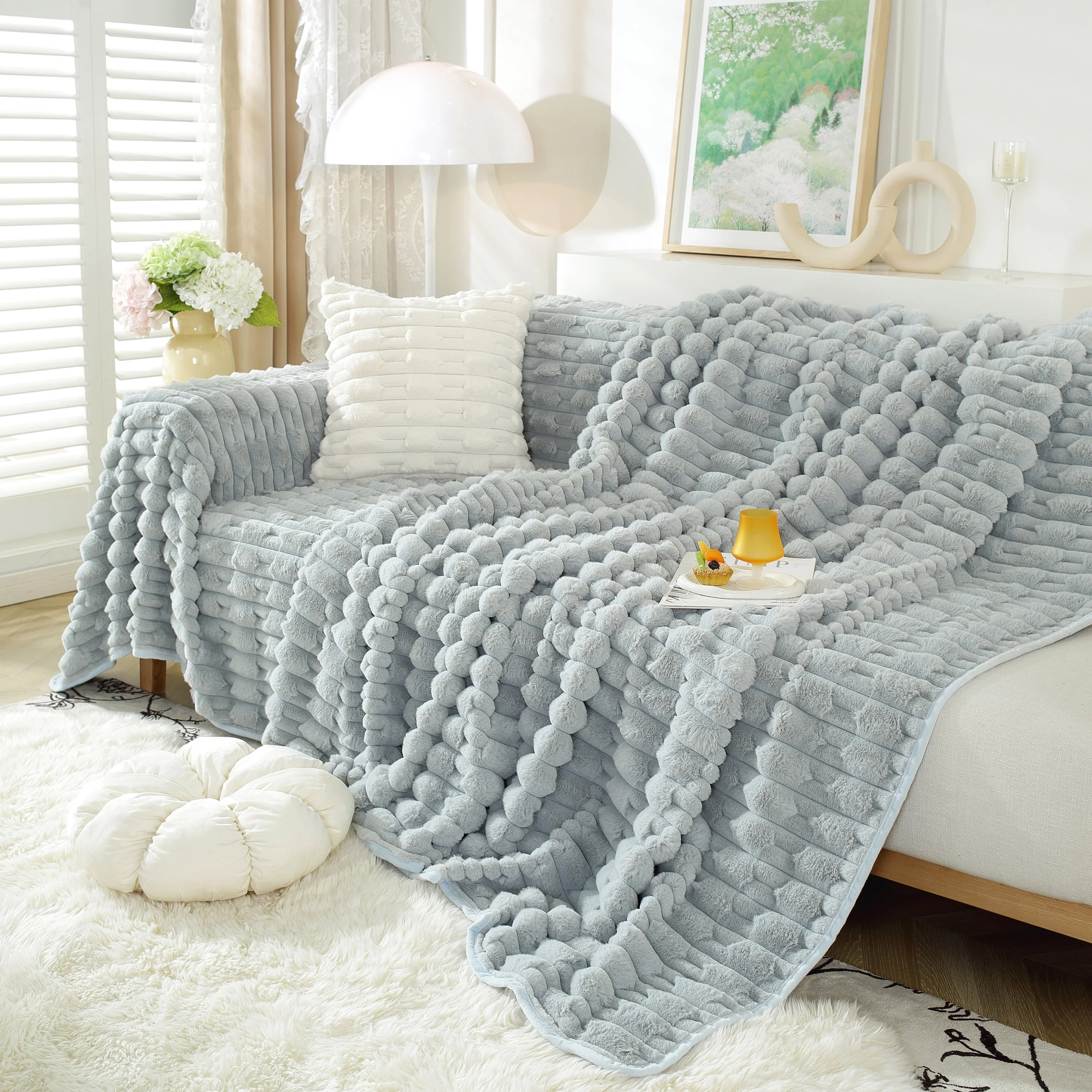 Fluffy Faux Fur Couch Cover Plush Sofa Throw, Warm & Stylish Sofa Protector - Image 19