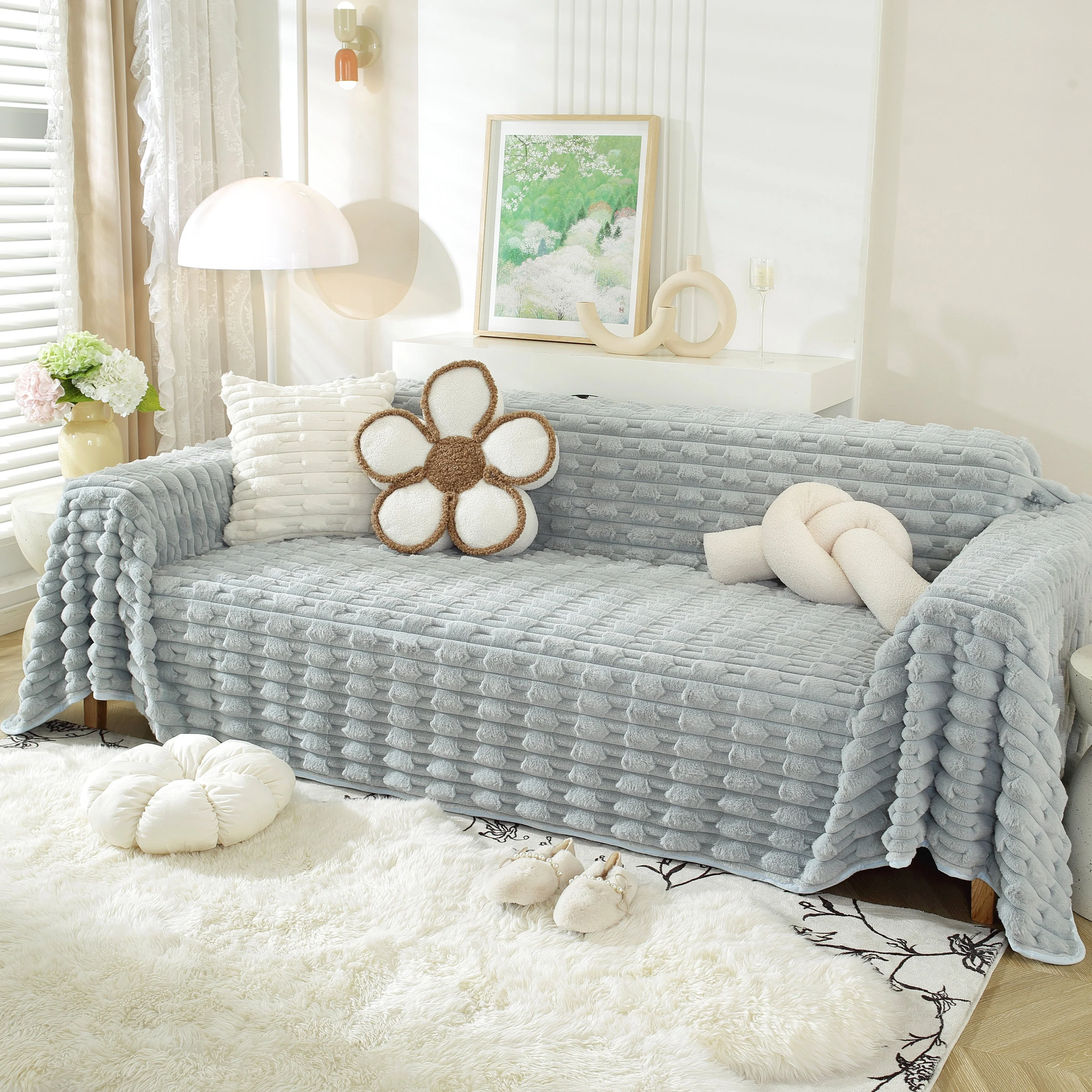 Fluffy Faux Fur Couch Cover Plush Sofa Throw, Warm & Stylish Sofa Protector - Image 23