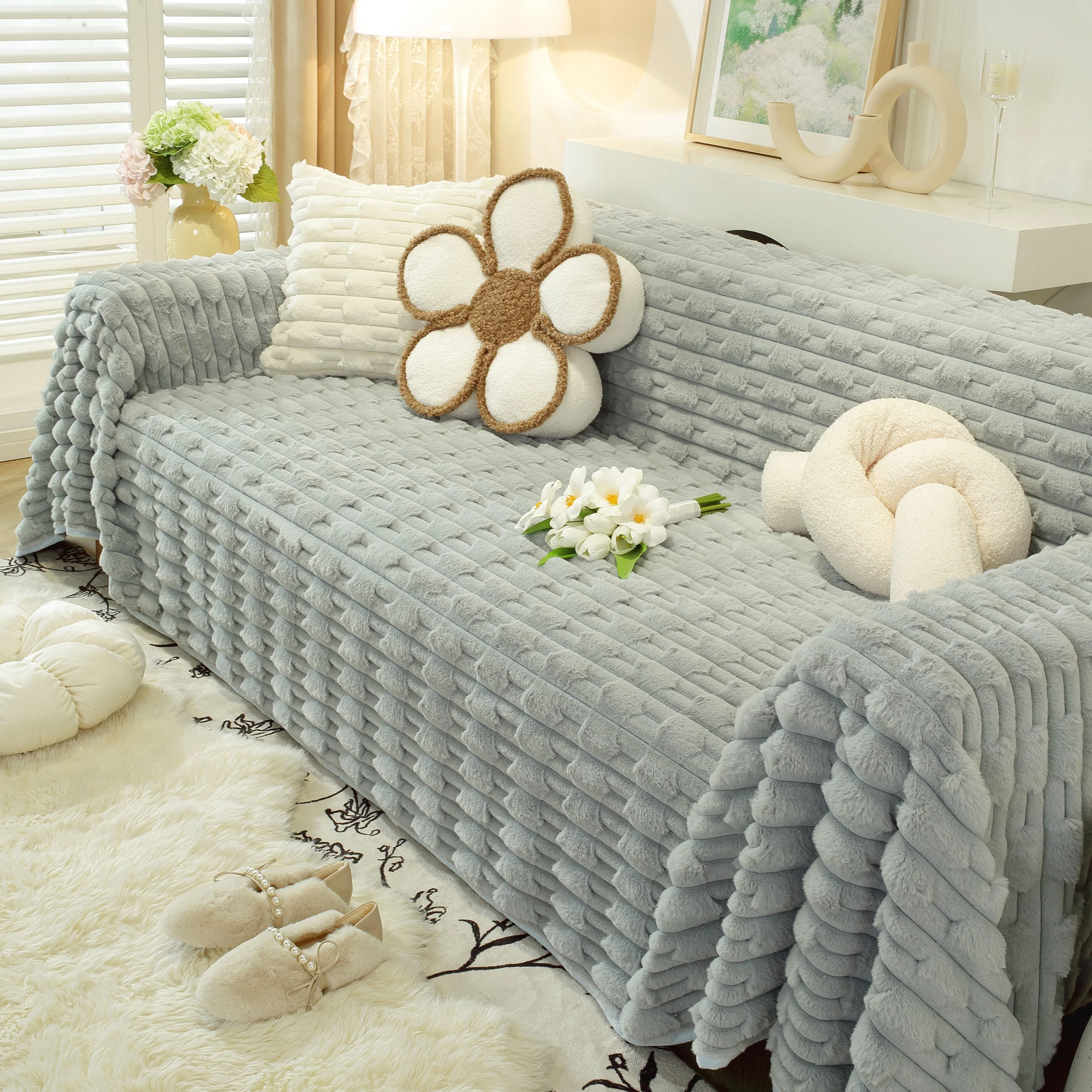 Fluffy Faux Fur Couch Cover Plush Sofa Throw, Warm & Stylish Sofa Protector - Image 25