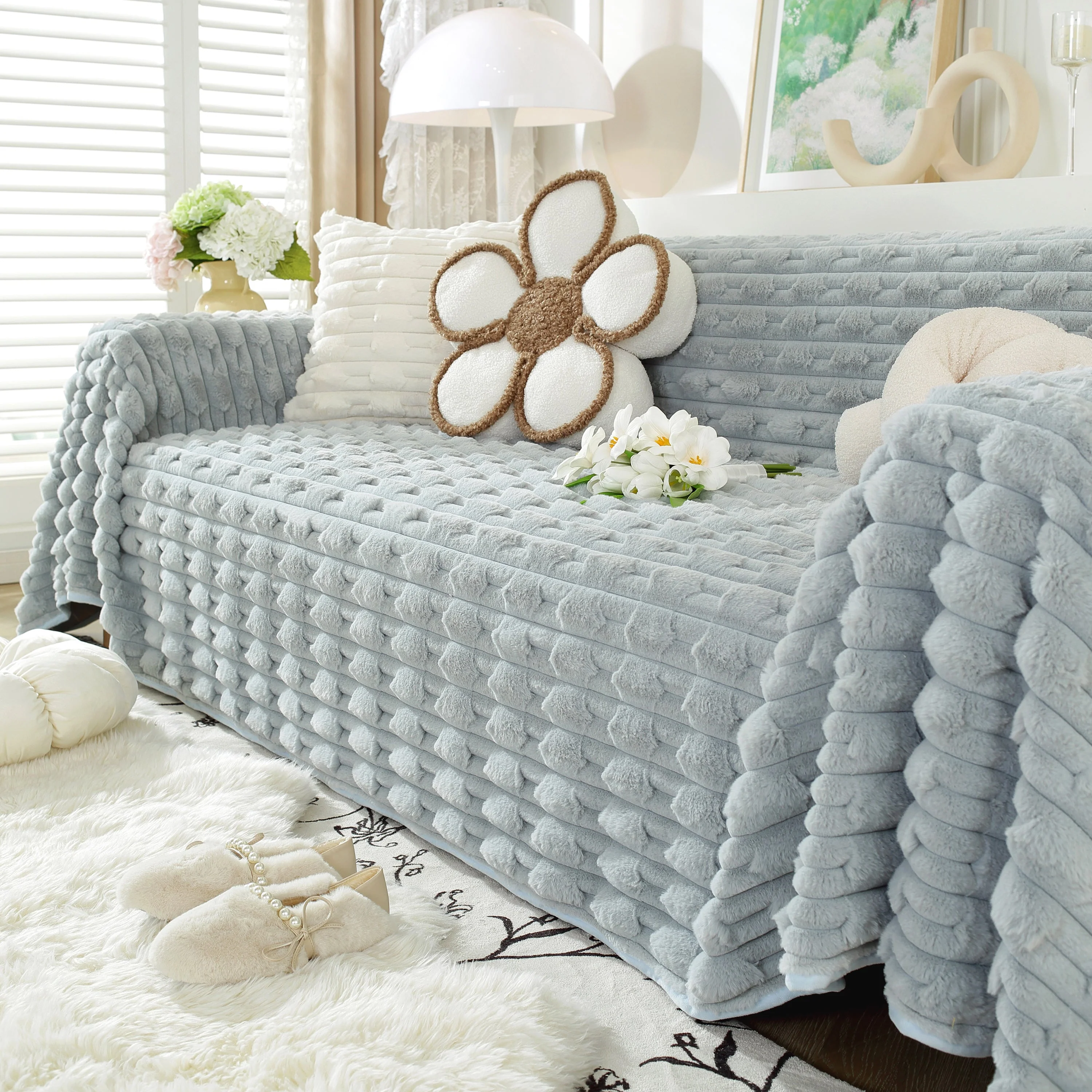 Fluffy Faux Fur Couch Cover Plush Sofa Throw, Warm & Stylish Sofa Protector - Image 26