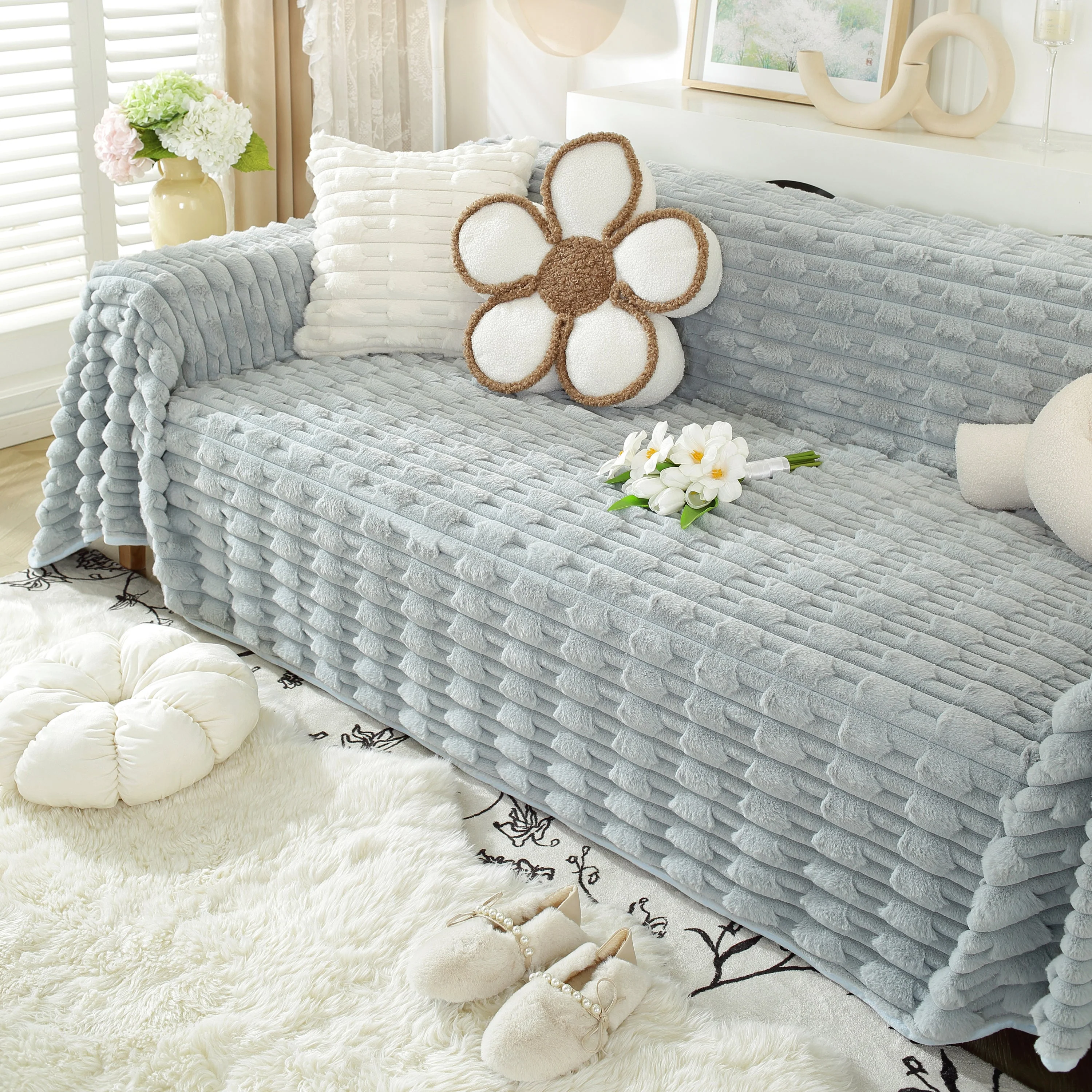 Fluffy Faux Fur Couch Cover Plush Sofa Throw, Warm & Stylish Sofa Protector - Image 29