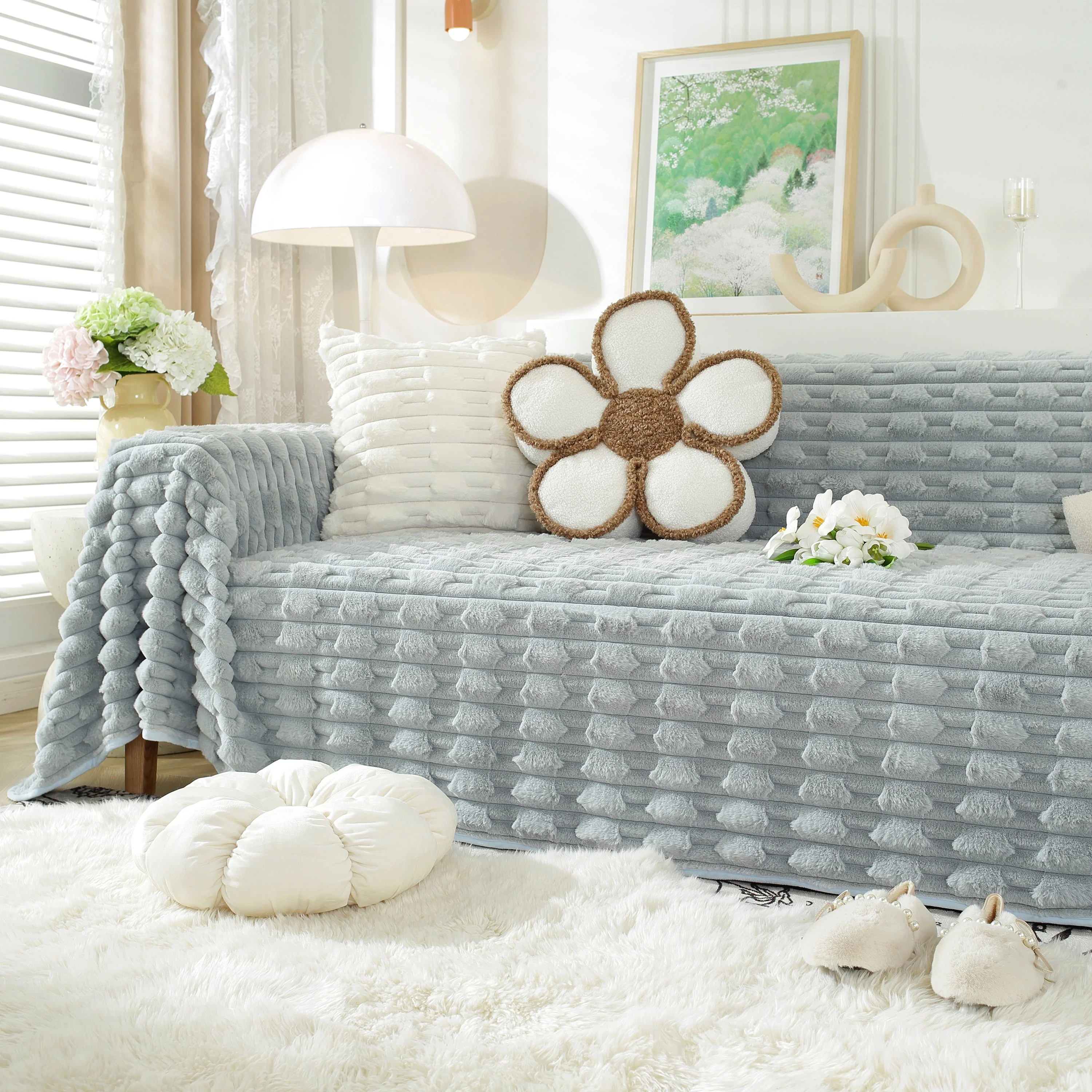 Fluffy Faux Fur Couch Cover Plush Sofa Throw, Warm & Stylish Sofa Protector - Image 30