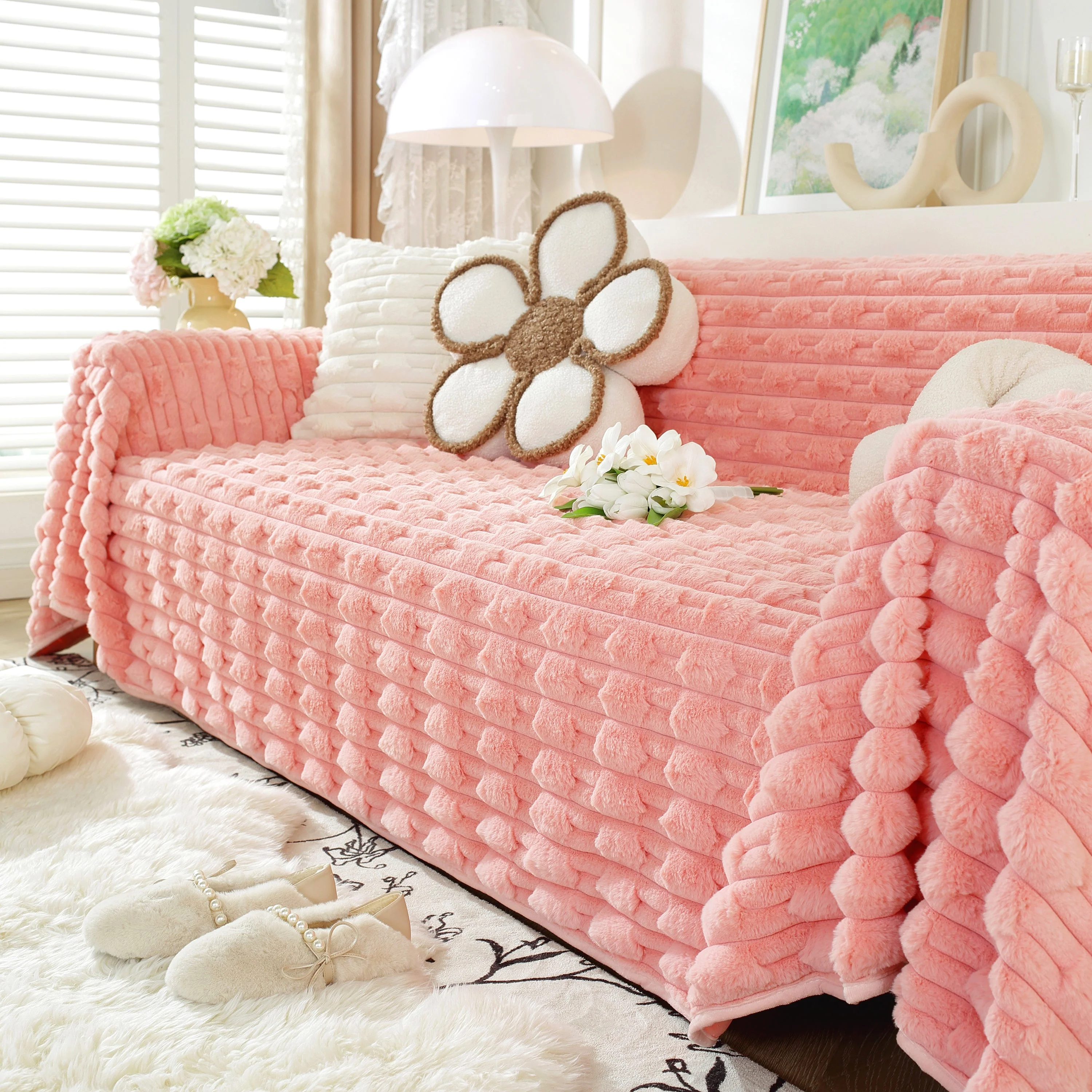 Fluffy Faux Fur Couch Cover Plush Sofa Throw, Warm & Stylish Sofa Protector - Image 32