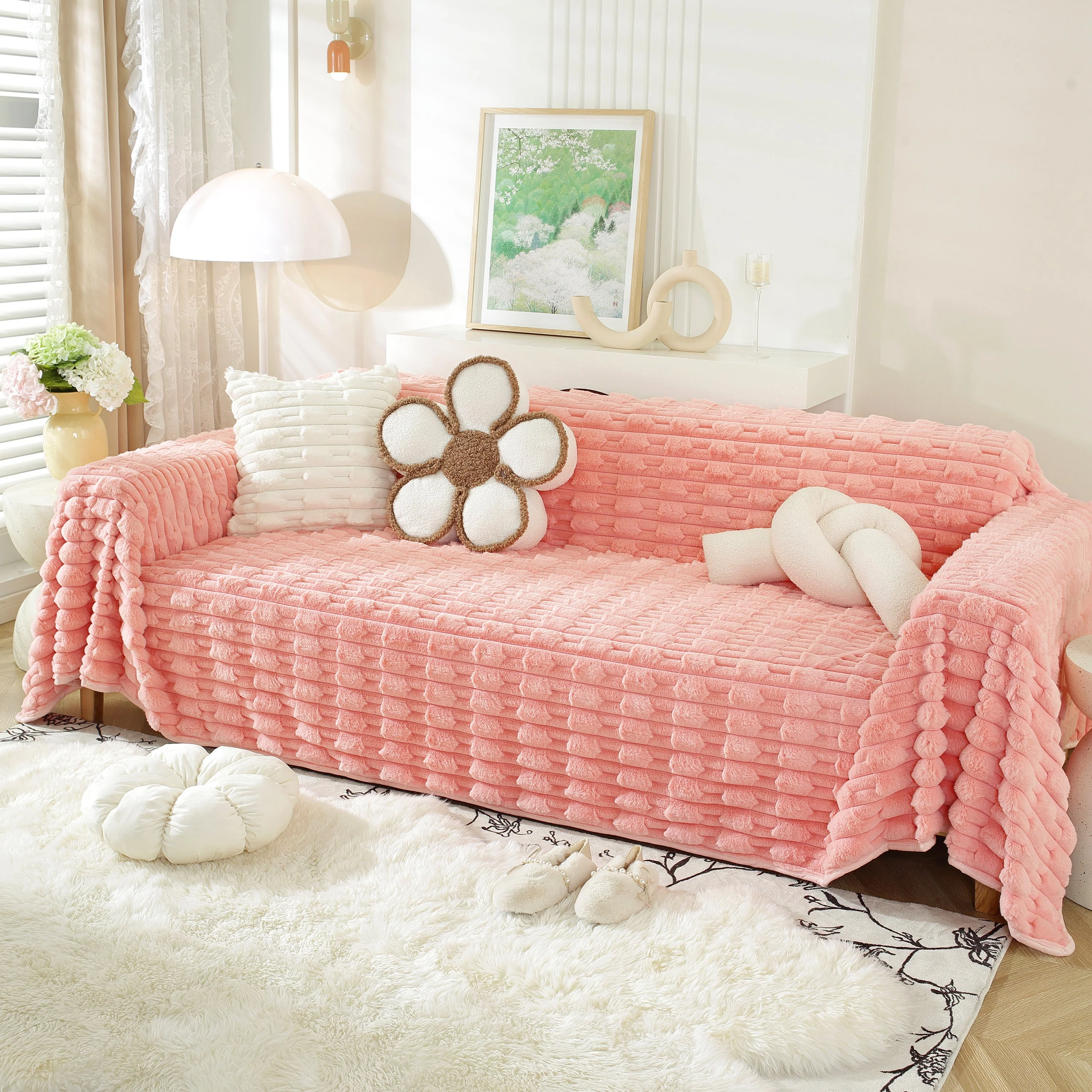 Fluffy Faux Fur Couch Cover Plush Sofa Throw, Warm & Stylish Sofa Protector - Image 37