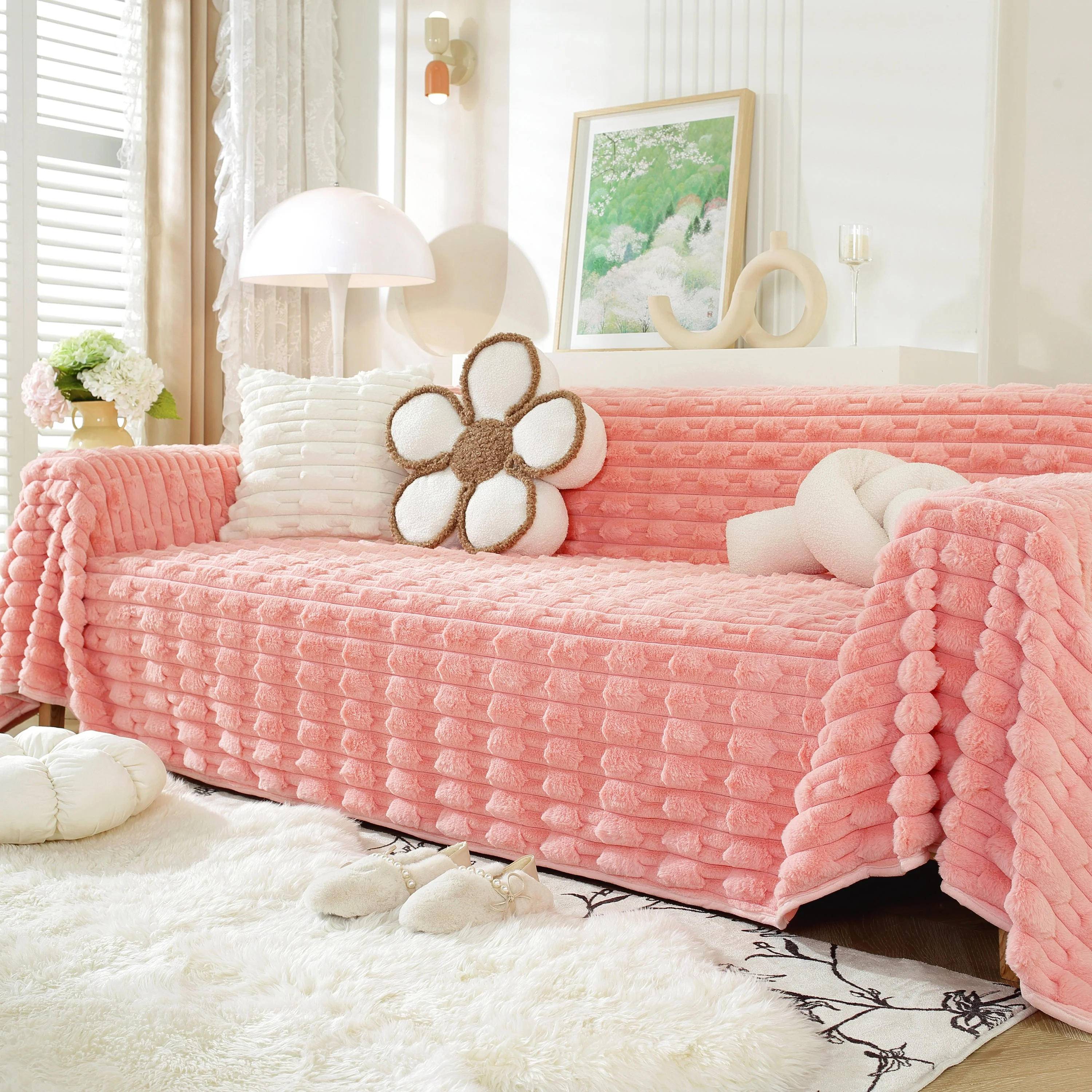 Fluffy Faux Fur Couch Cover Plush Sofa Throw, Warm & Stylish Sofa Protector - Image 38