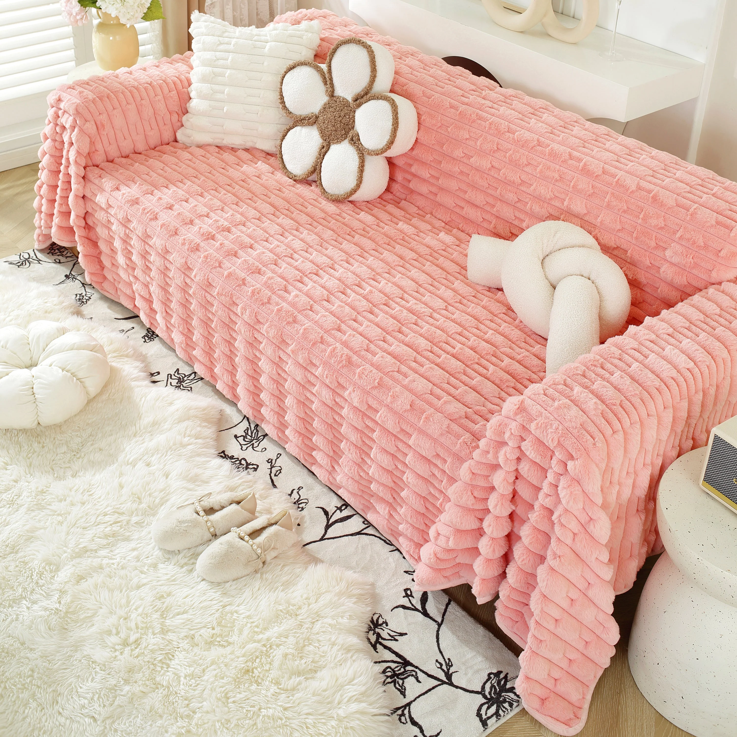 Fluffy Faux Fur Couch Cover Plush Sofa Throw, Warm & Stylish Sofa Protector - Image 39