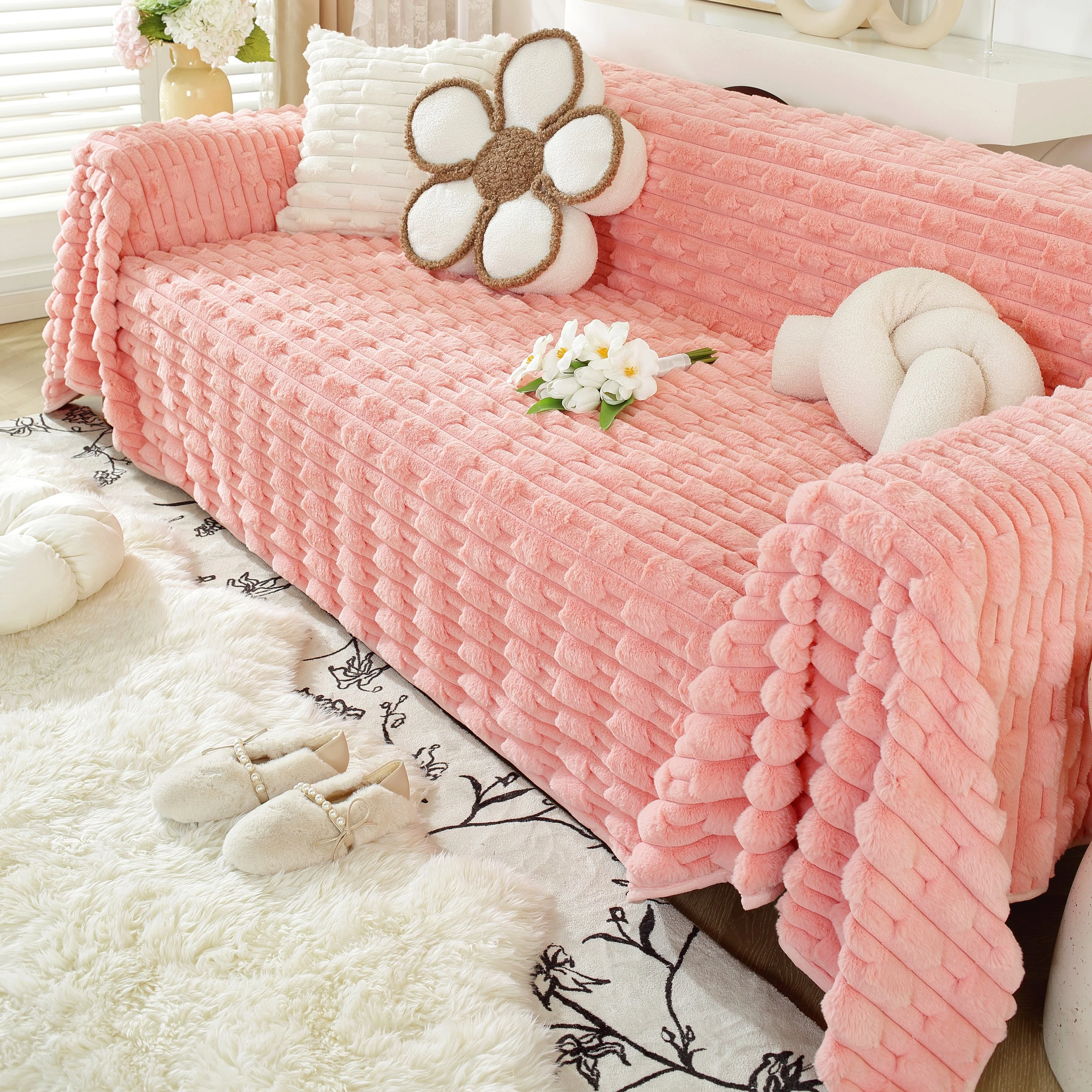 Fluffy Faux Fur Couch Cover Plush Sofa Throw, Warm & Stylish Sofa Protector - Image 40