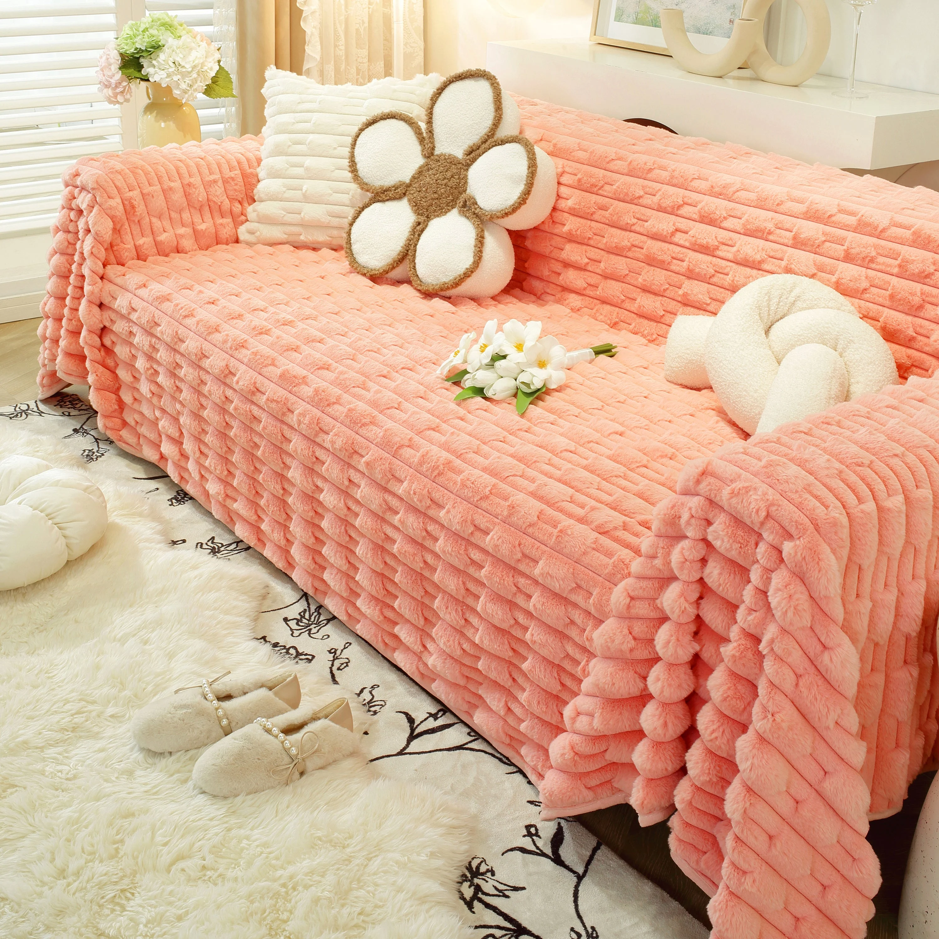 Fluffy Faux Fur Couch Cover Plush Sofa Throw, Warm & Stylish Sofa Protector - Image 41