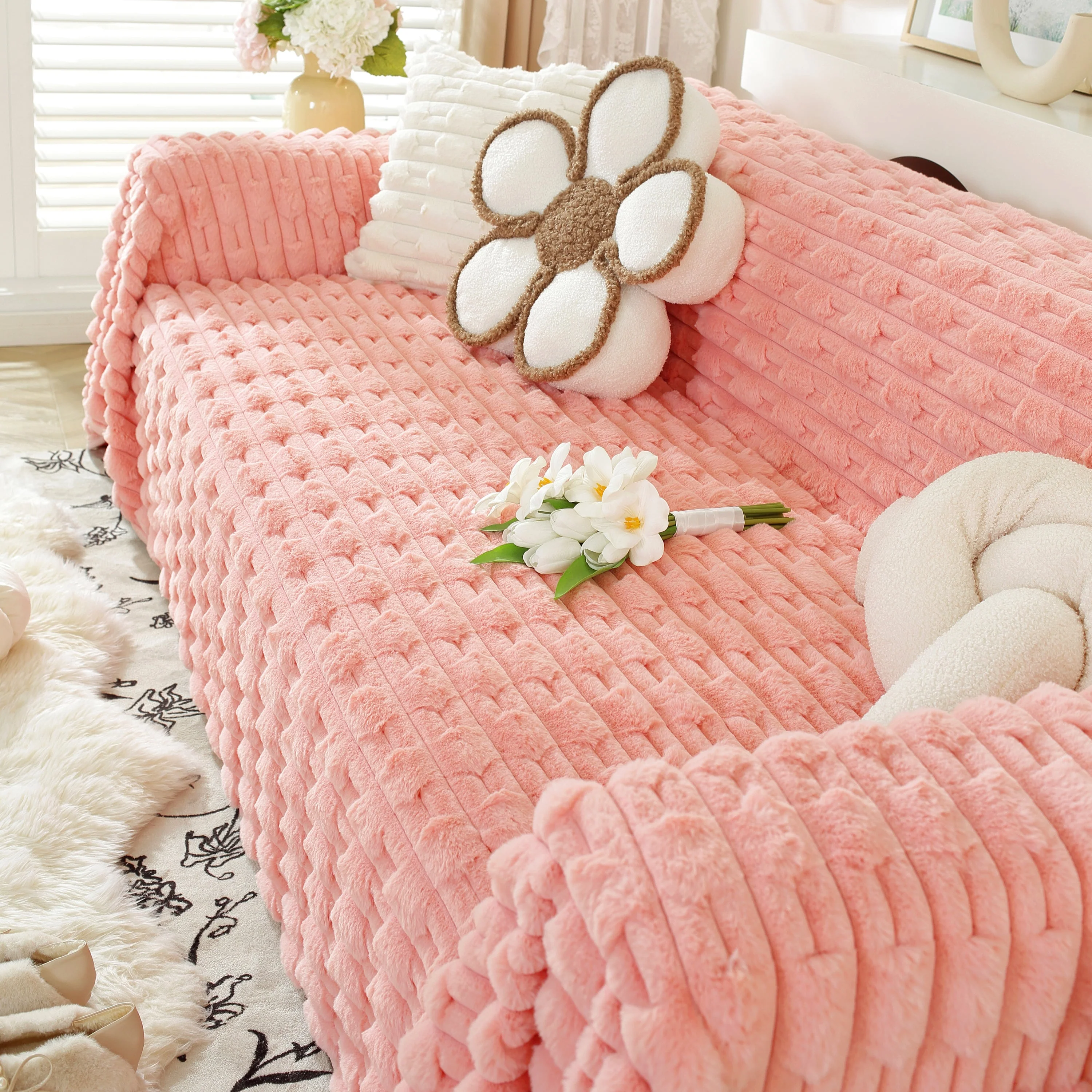Fluffy Faux Fur Couch Cover Plush Sofa Throw, Warm & Stylish Sofa Protector - Image 42