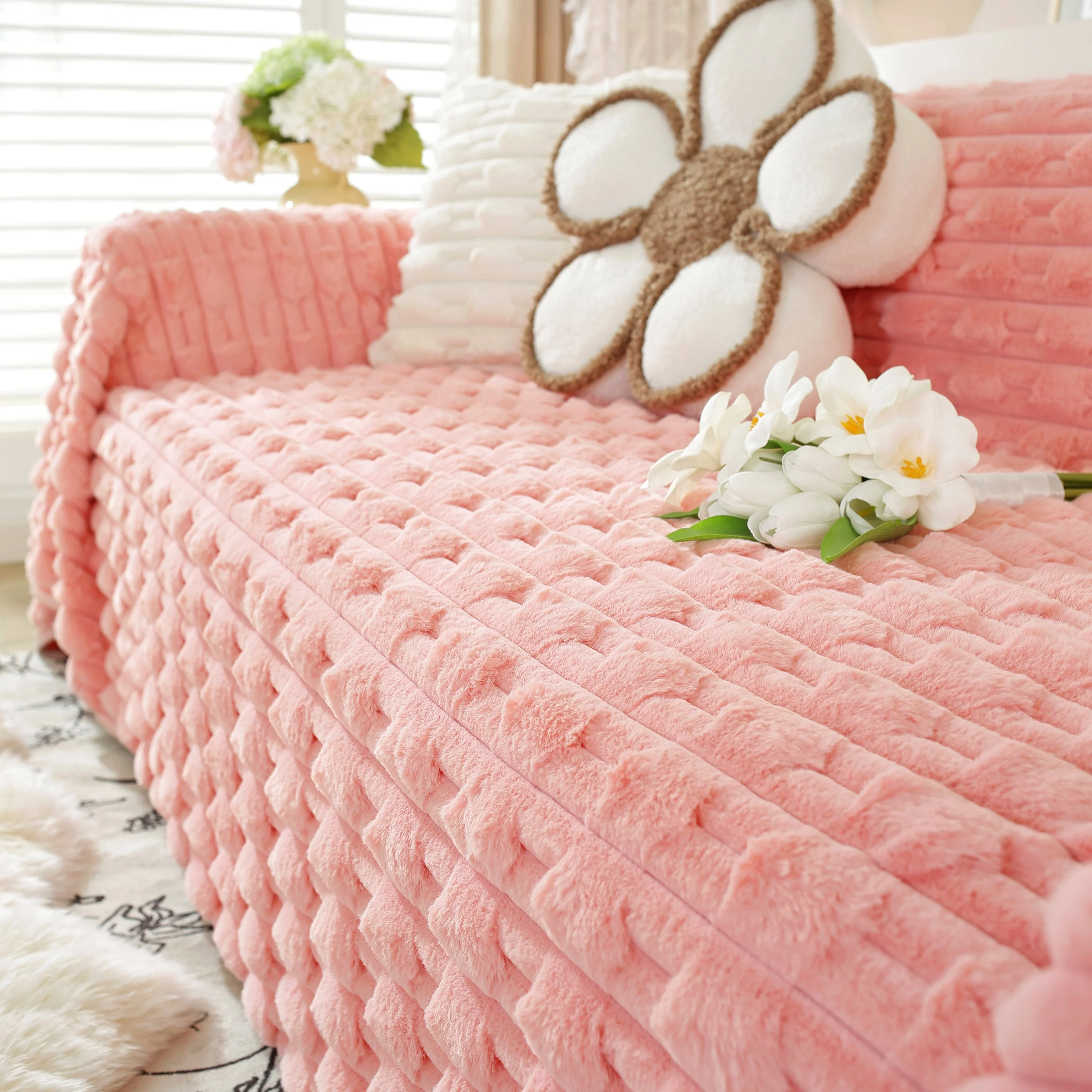 Fluffy Faux Fur Couch Cover Plush Sofa Throw, Warm & Stylish Sofa Protector - Image 43