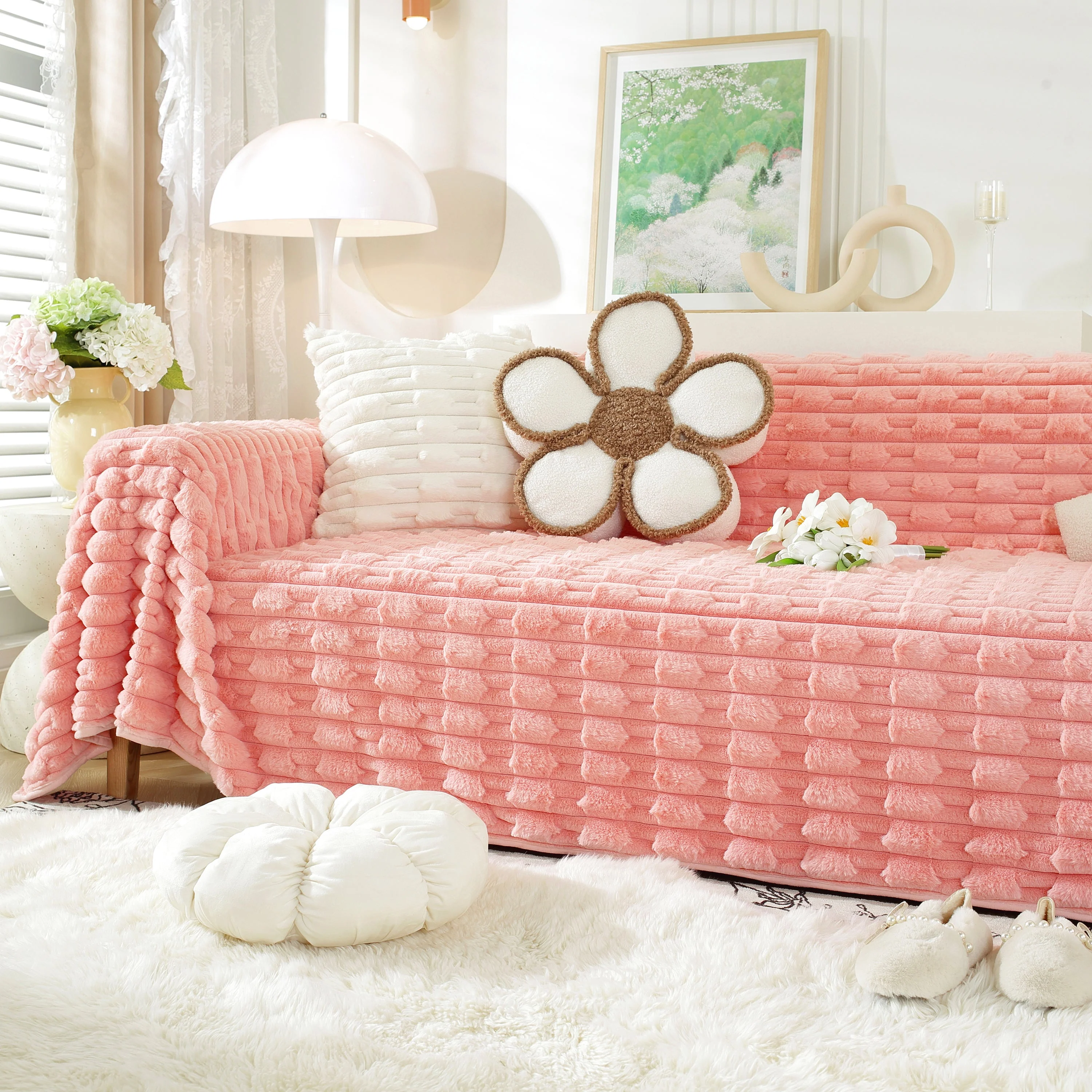 Fluffy Faux Fur Couch Cover Plush Sofa Throw, Warm & Stylish Sofa Protector - Image 45