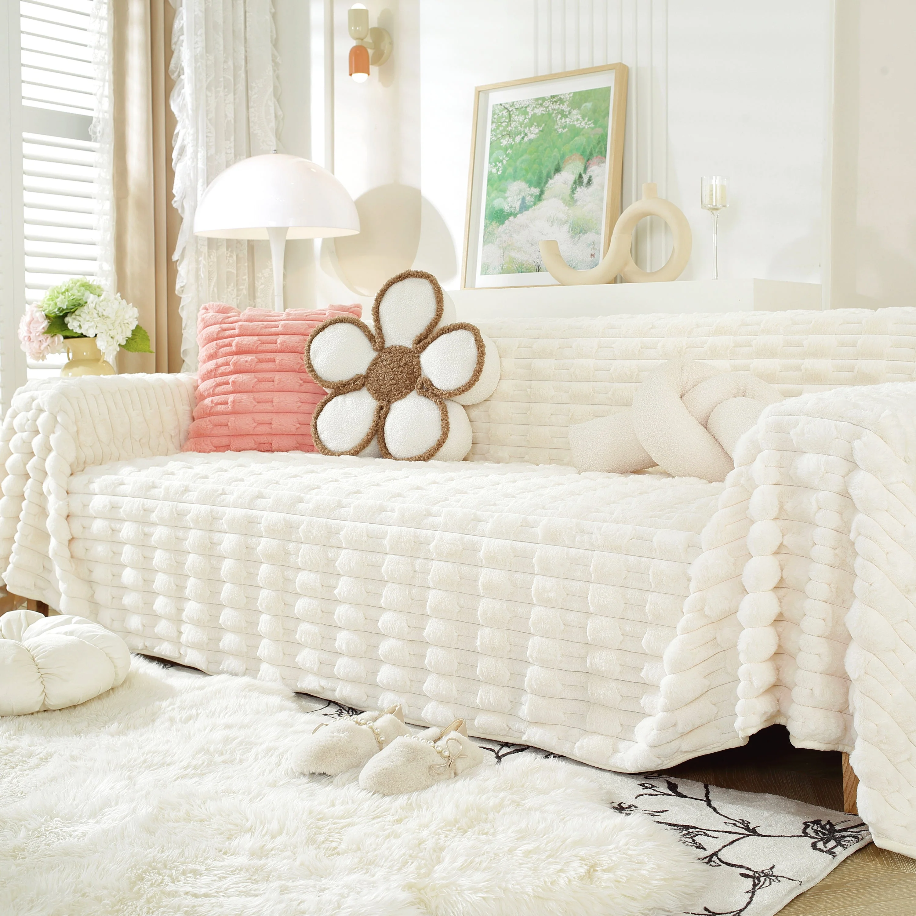 Fluffy Faux Fur Couch Cover Plush Sofa Throw, Warm & Stylish Sofa Protector - Image 47