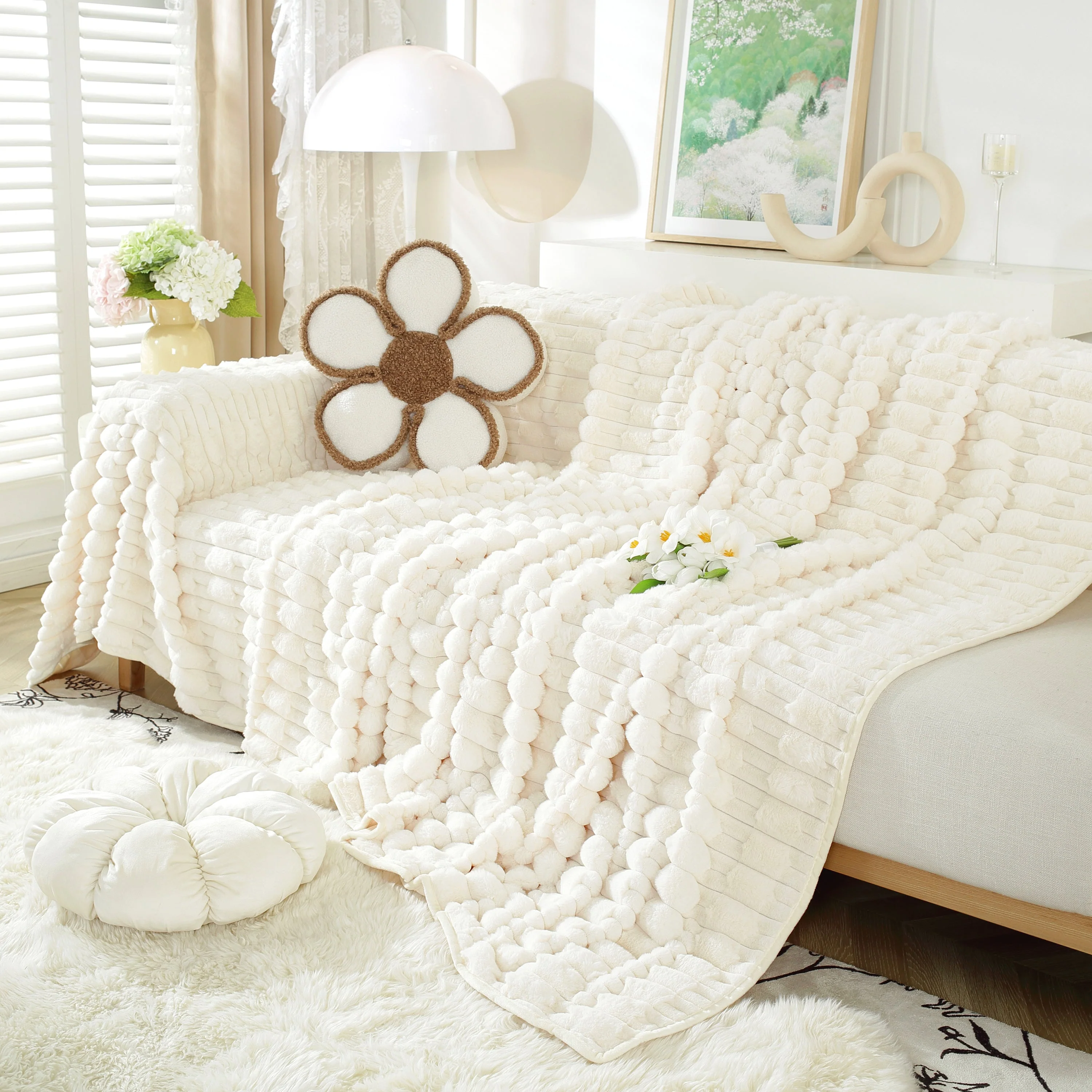 Fluffy Faux Fur Couch Cover Plush Sofa Throw, Warm & Stylish Sofa Protector - Image 48