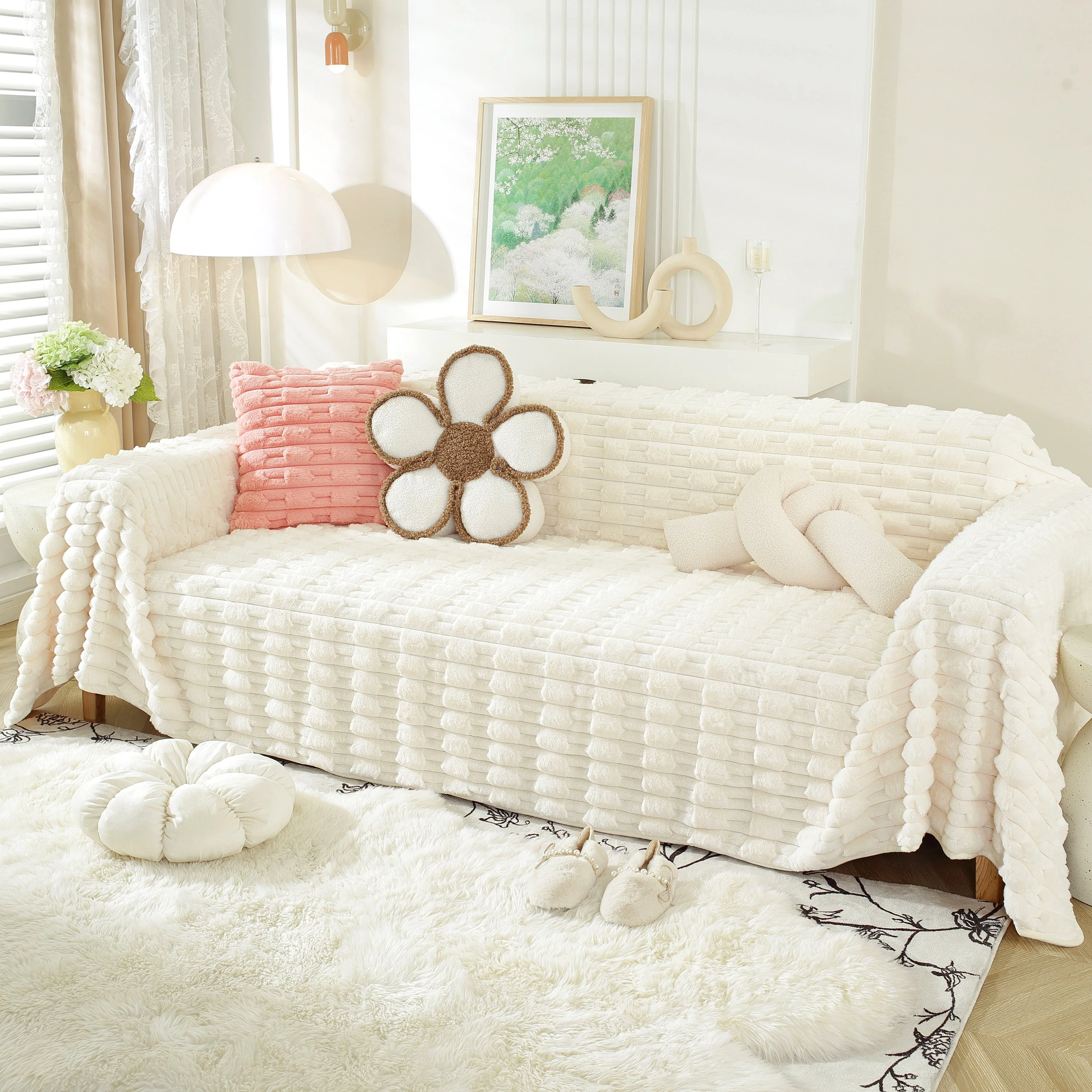 Fluffy Faux Fur Couch Cover Plush Sofa Throw, Warm & Stylish Sofa Protector - Image 52