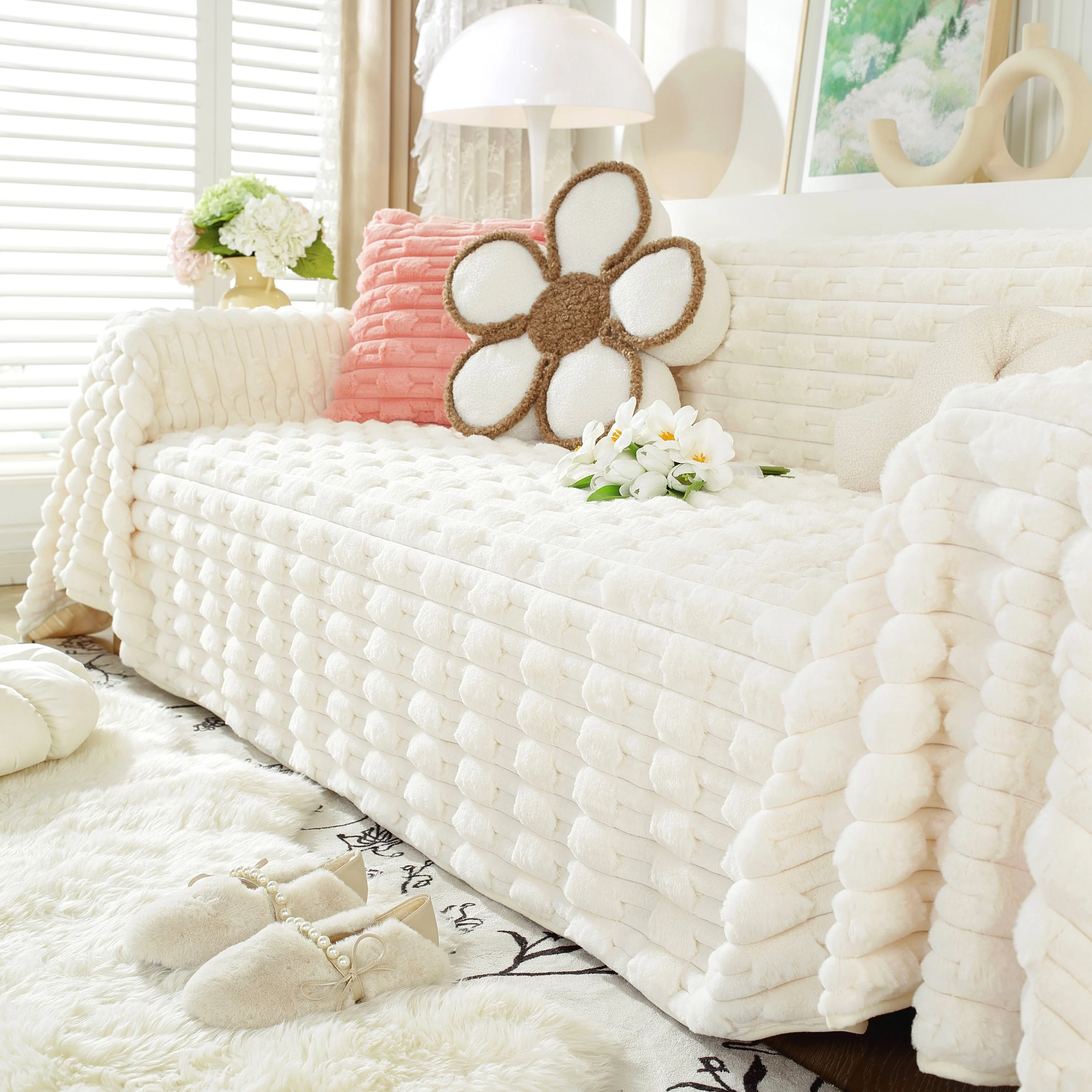 Fluffy Faux Fur Couch Cover Plush Sofa Throw, Warm & Stylish Sofa Protector - Image 56