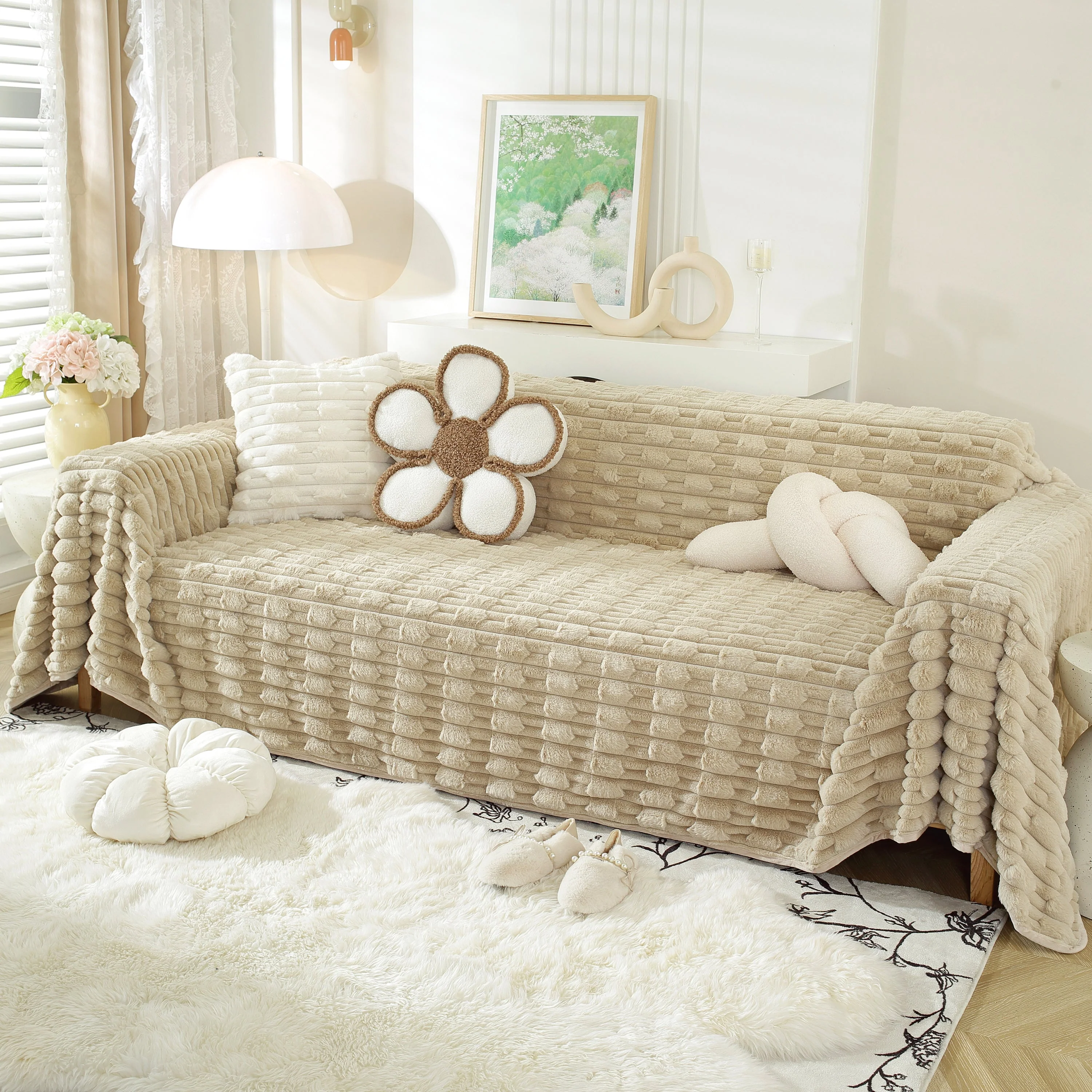 Fluffy Faux Fur Couch Cover Plush Sofa Throw, Warm & Stylish Sofa Protector - Image 6
