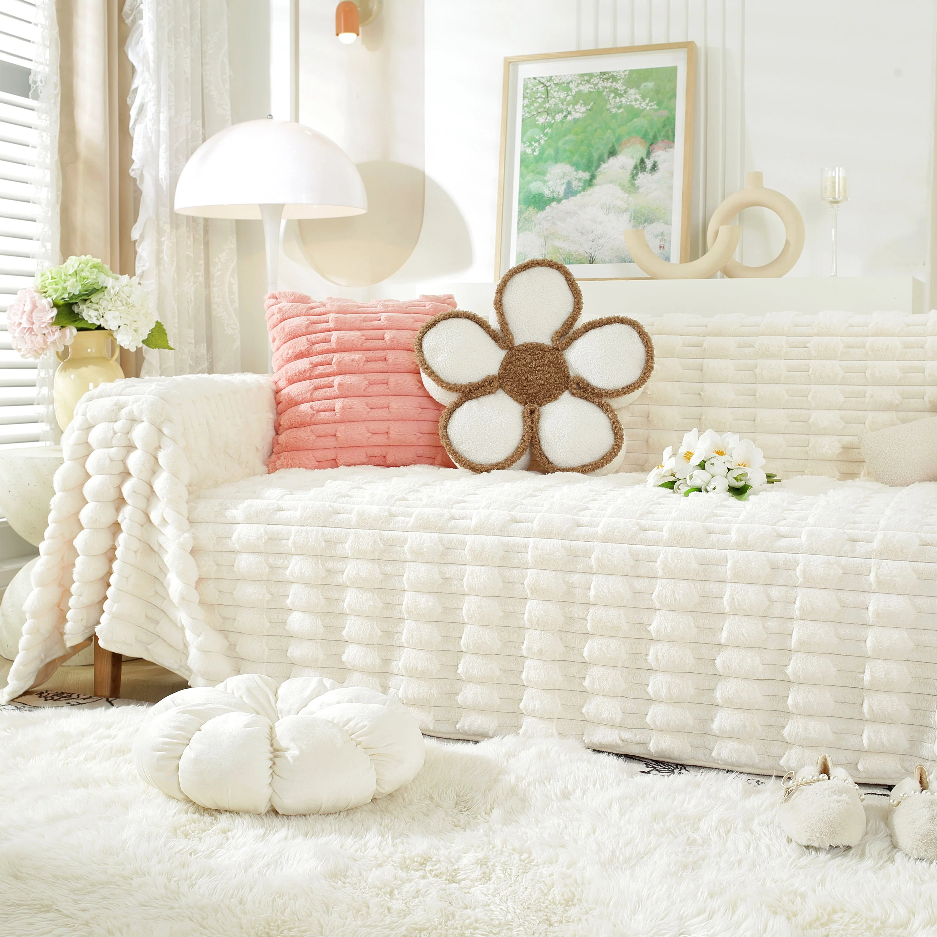 Fluffy Faux Fur Couch Cover Plush Sofa Throw, Warm & Stylish Sofa Protector - Image 60