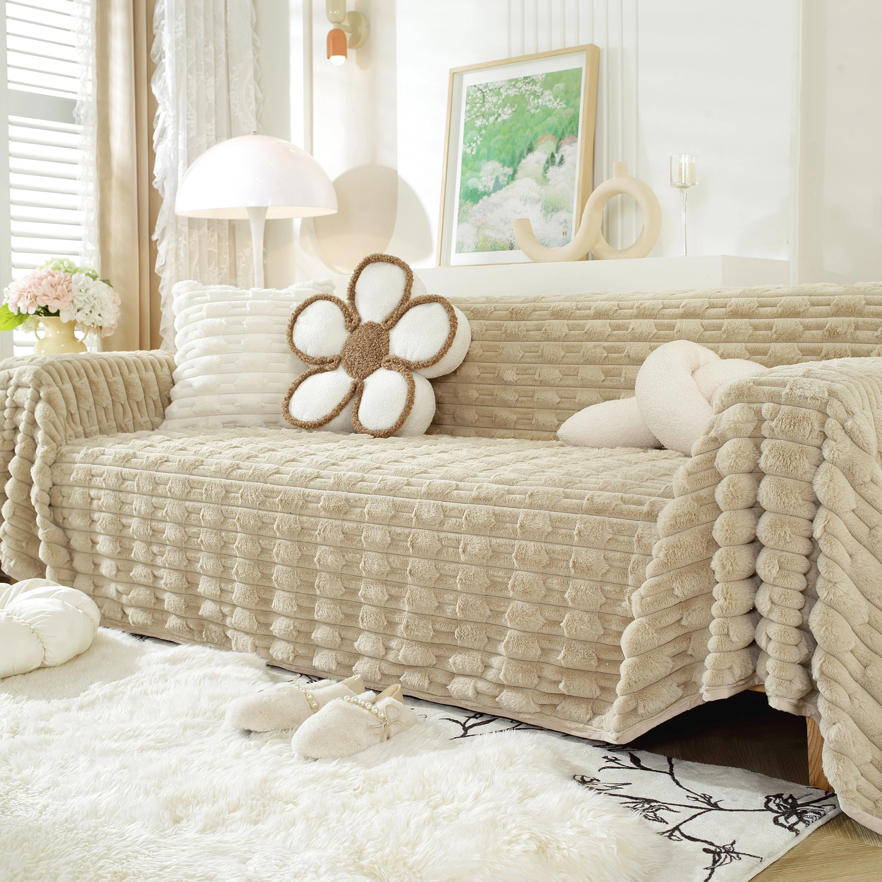 Fluffy Faux Fur Couch Cover Plush Sofa Throw, Warm & Stylish Sofa Protector - Image 7