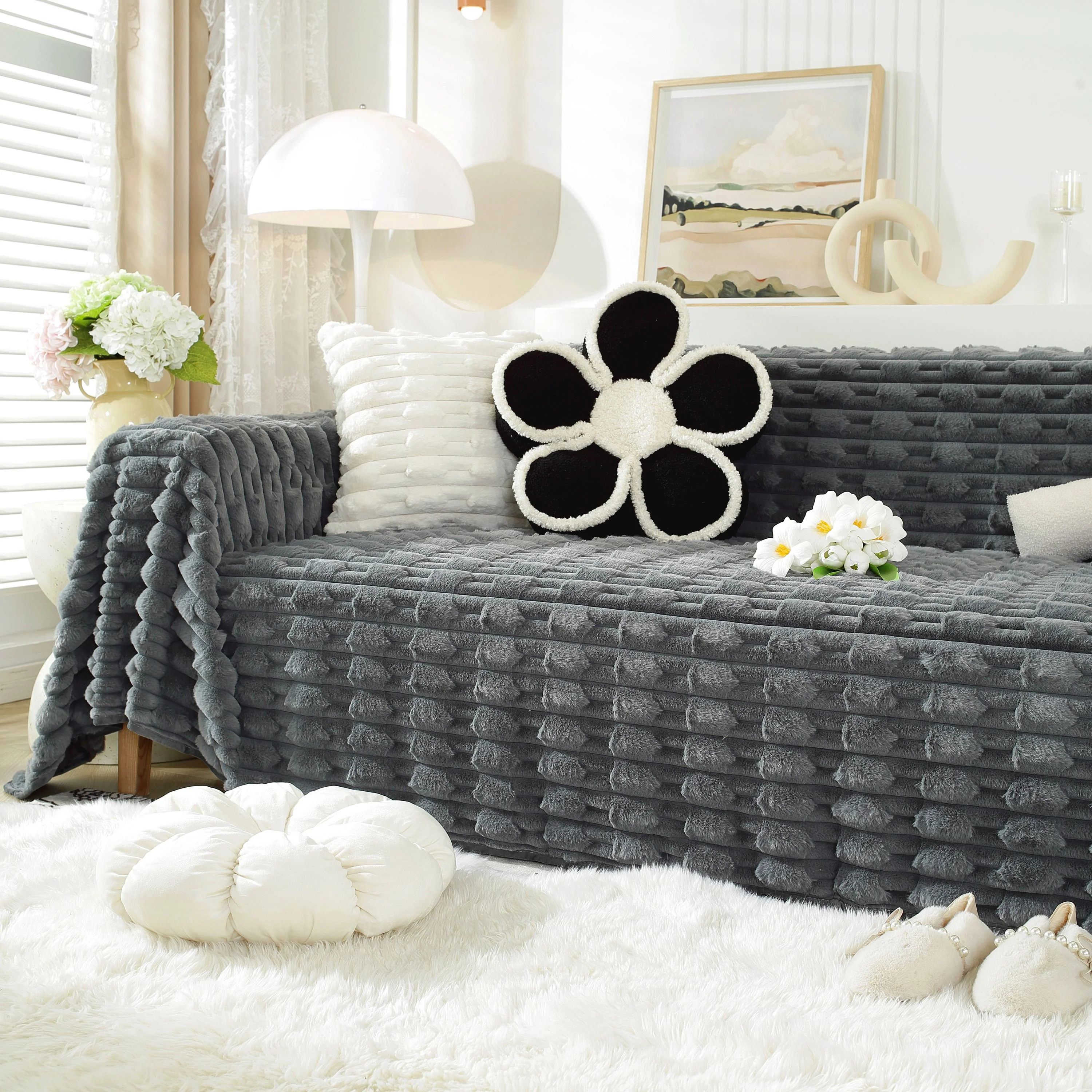 Fluffy Faux Fur Couch Cover Plush Sofa Throw, Warm & Stylish Sofa Protector - Image 75