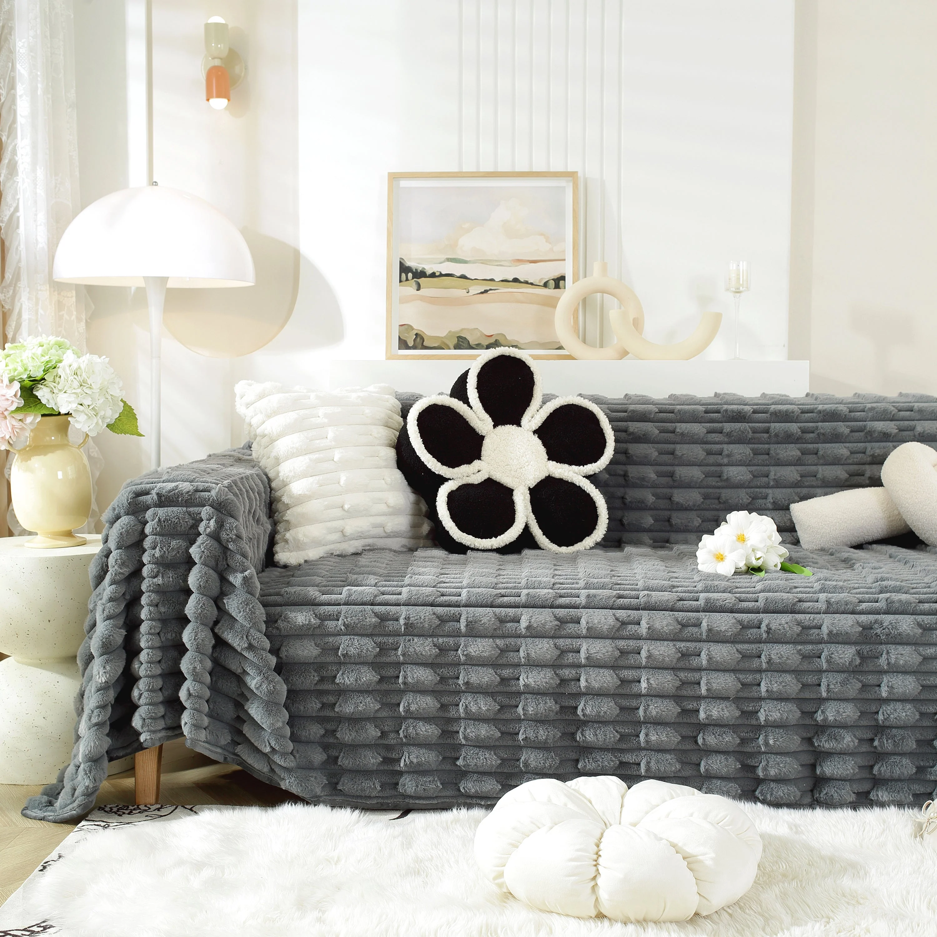 Fluffy Faux Fur Couch Cover Plush Sofa Throw, Warm & Stylish Sofa Protector - Image 76