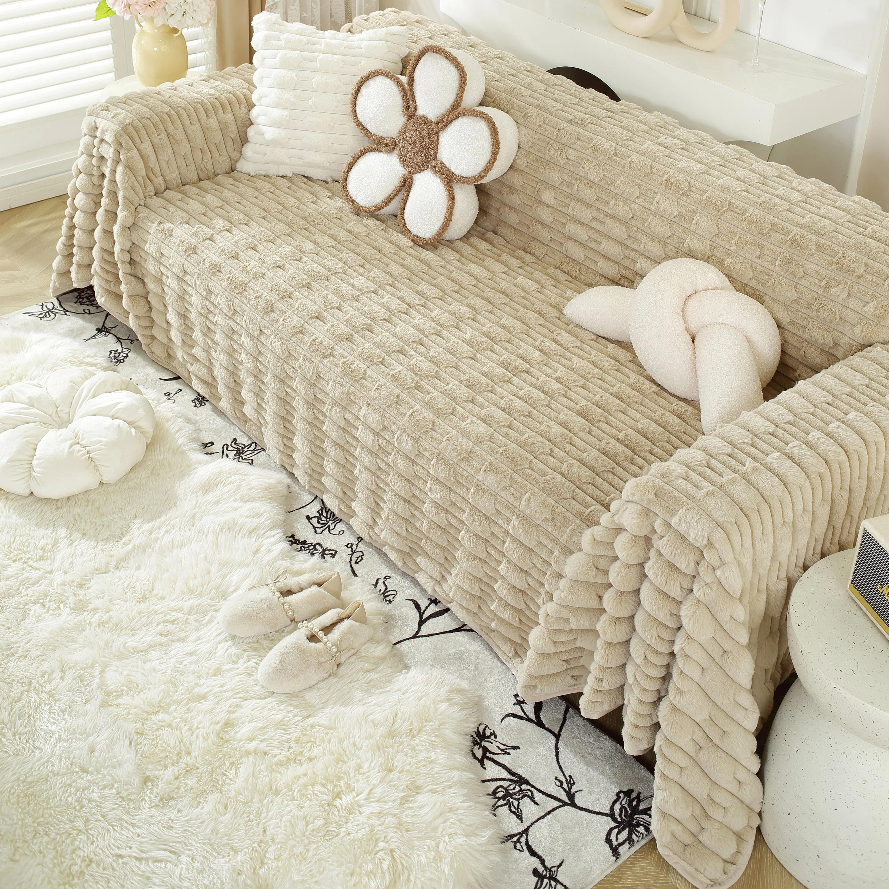 Fluffy Faux Fur Couch Cover Plush Sofa Throw, Warm & Stylish Sofa Protector - Image 8