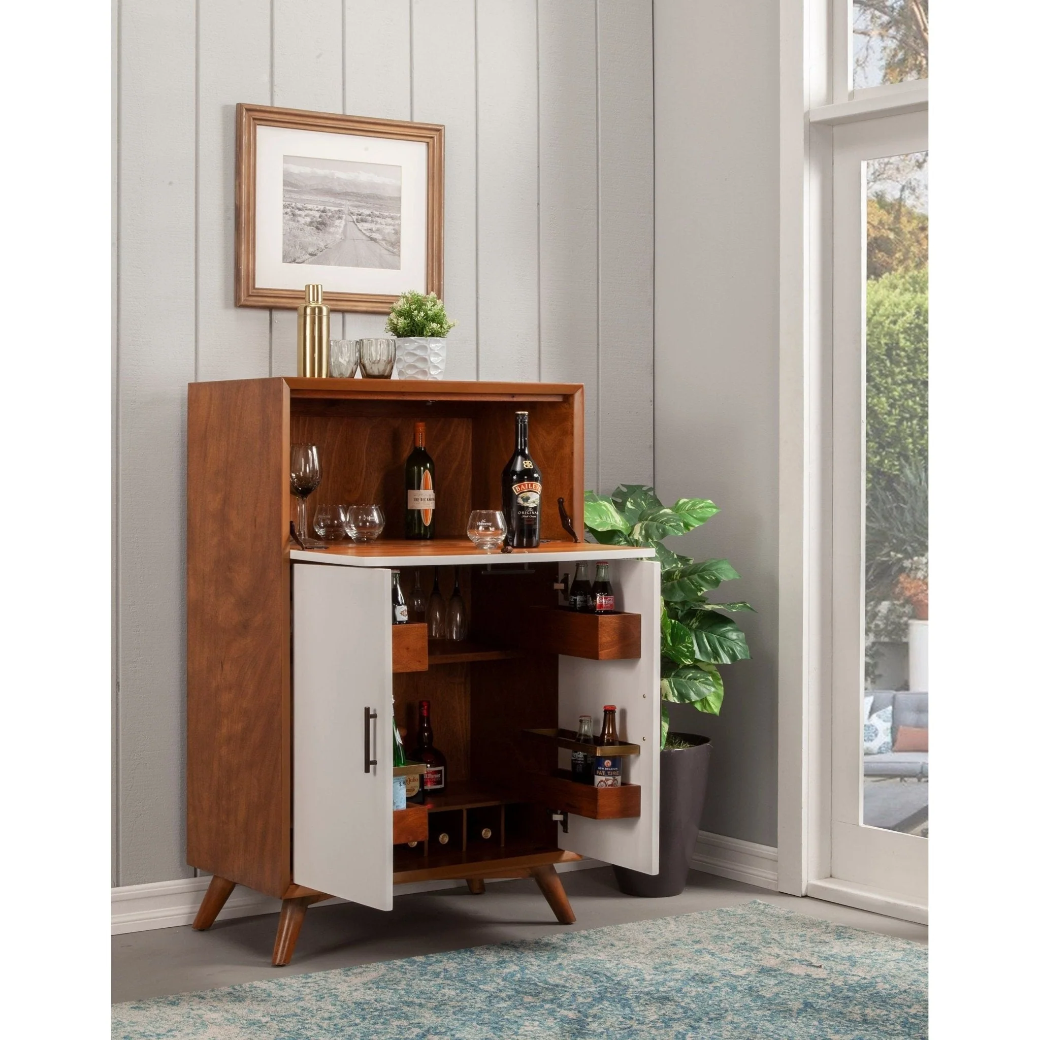 Flynn Large Bar Cabinet, Chestnut/White - Image 6