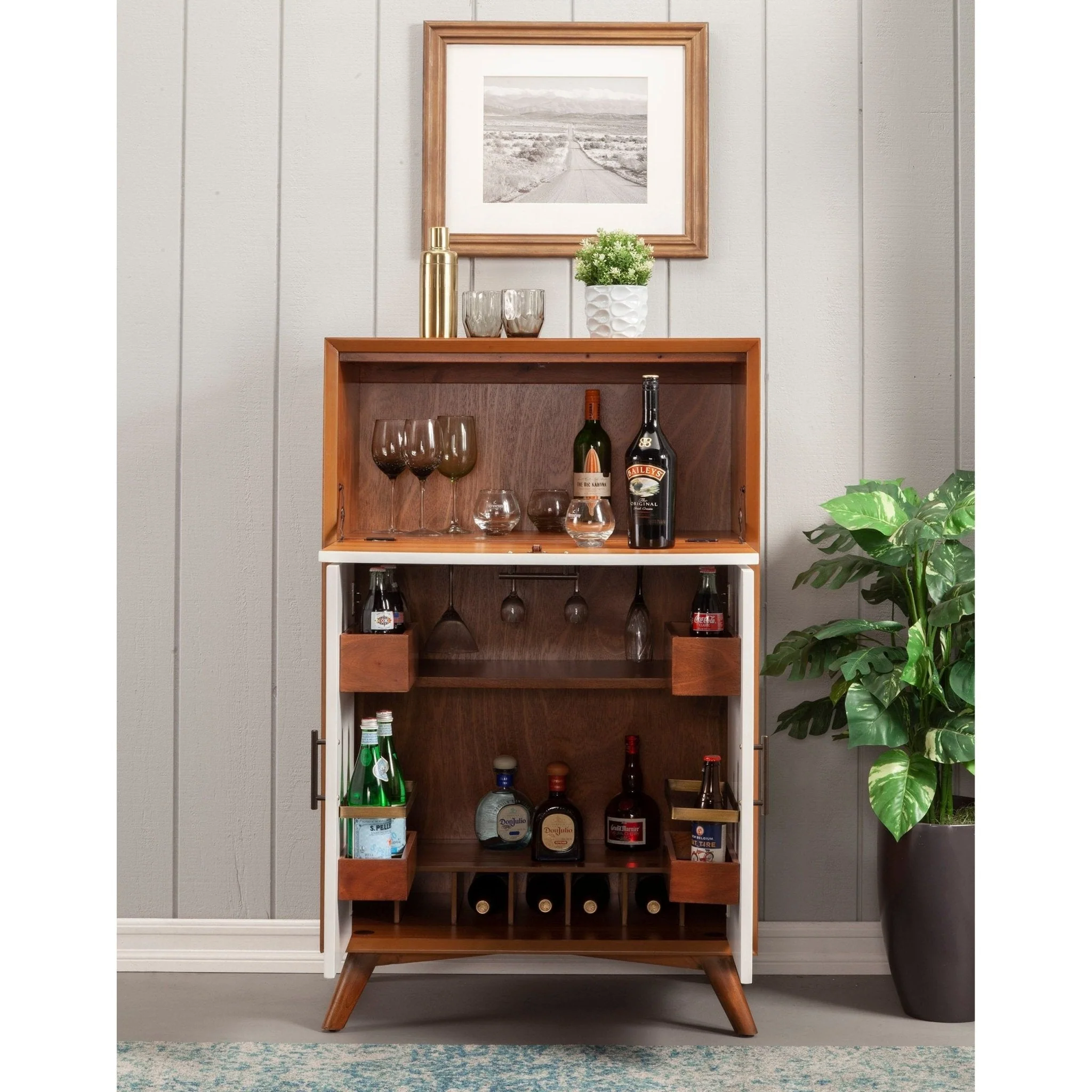 Flynn Large Bar Cabinet, Chestnut/White - Image 7