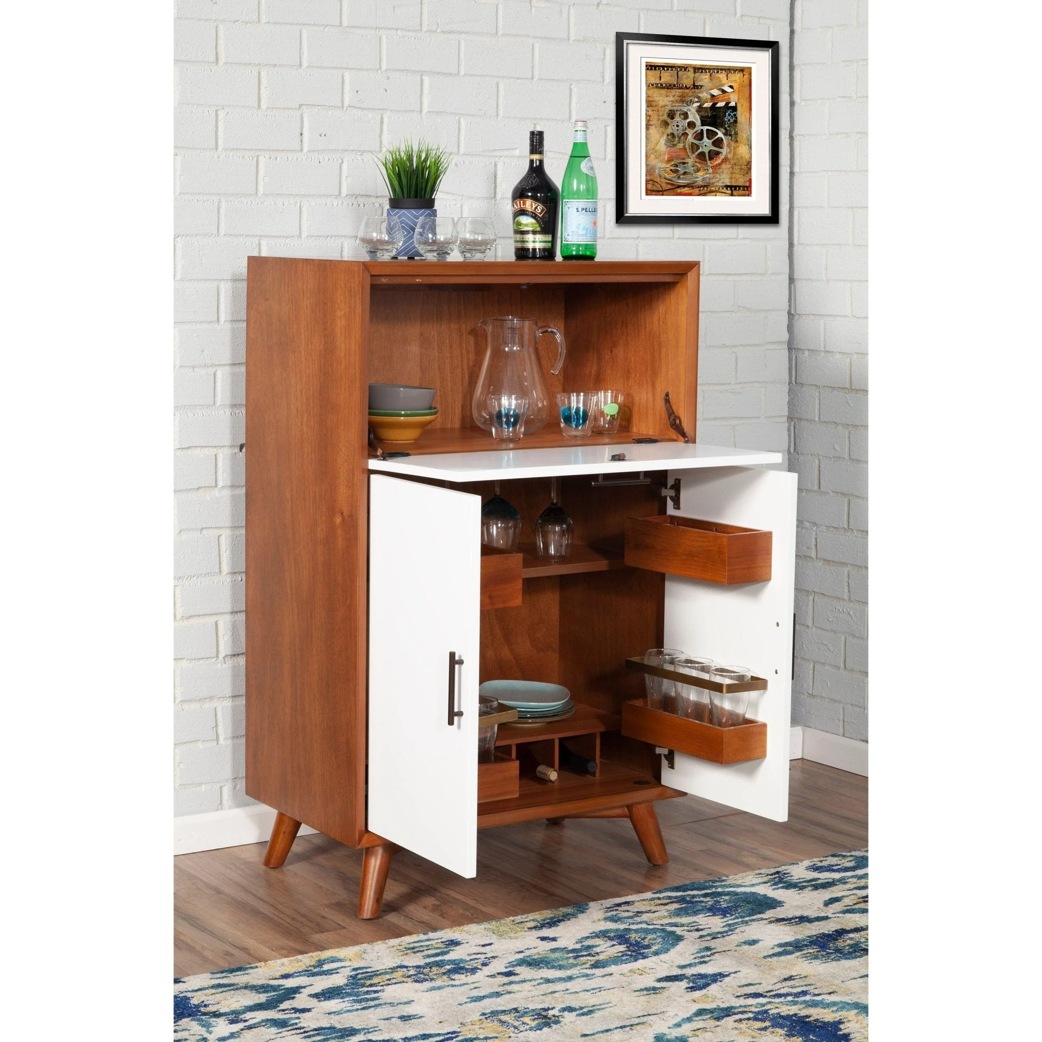 Flynn Large Bar Cabinet, Chestnut/White - Image 8