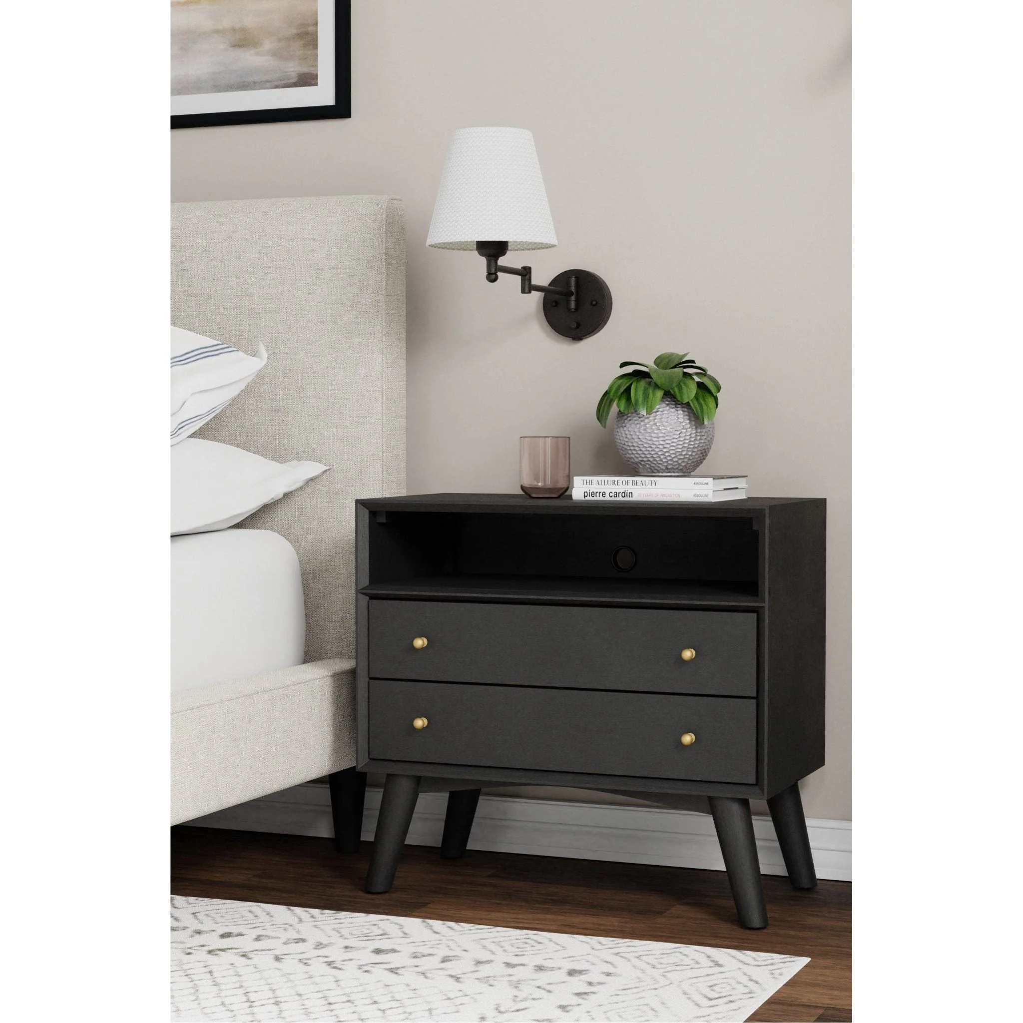 Flynn Large Nightstand, Black - Image 2