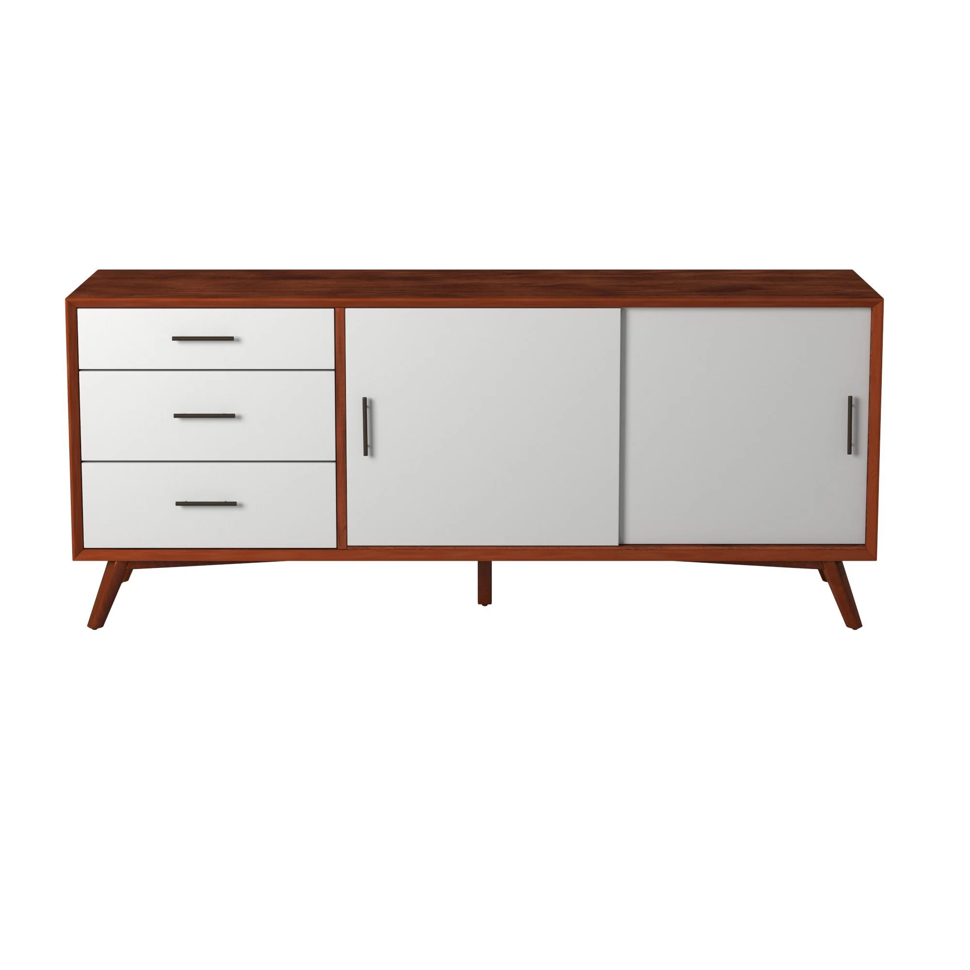 Flynn Large TV Console, Chestnut/White - Image 3