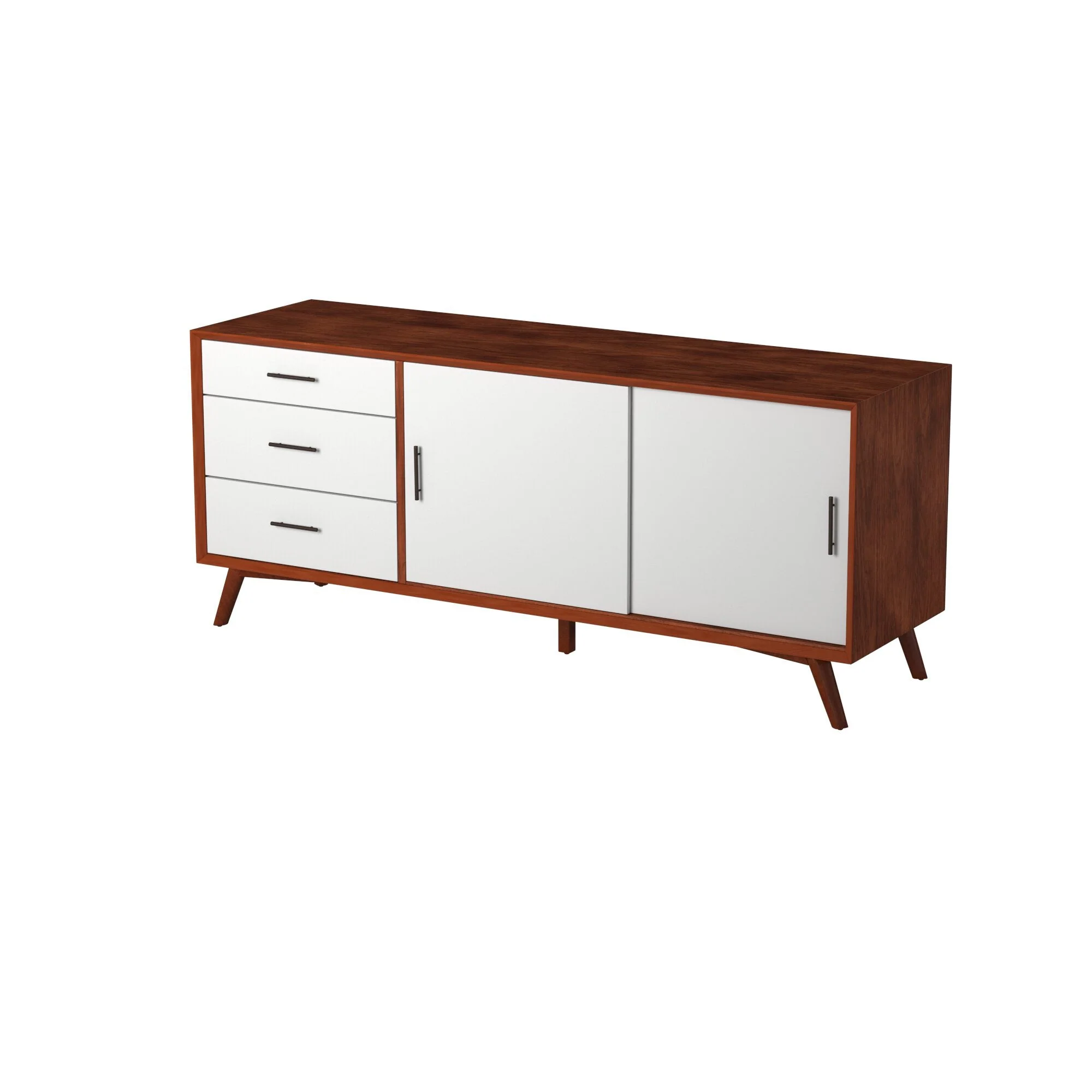 Flynn Large TV Console, Chestnut/White - Image 4