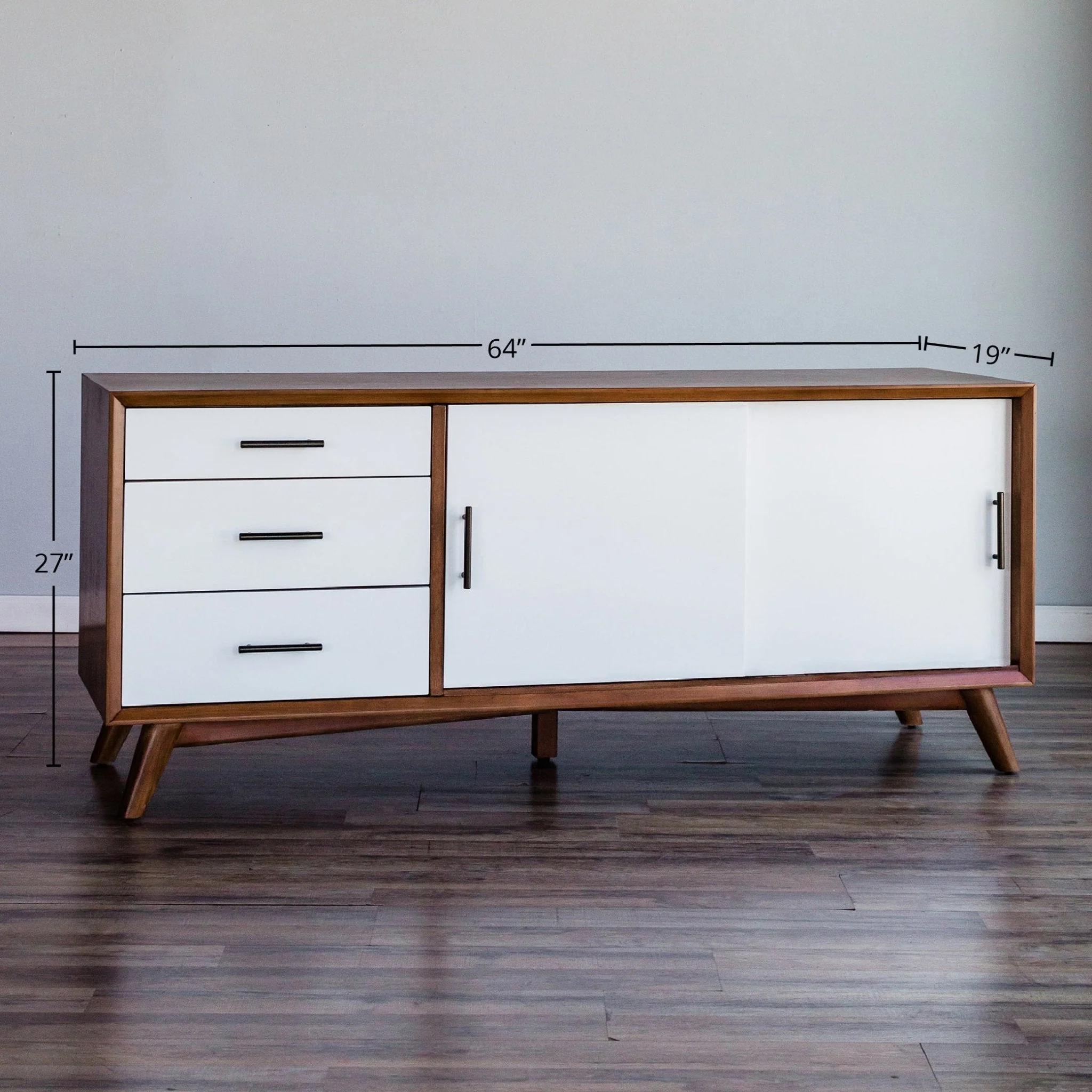 Flynn Large TV Console, Chestnut/White - Image 9