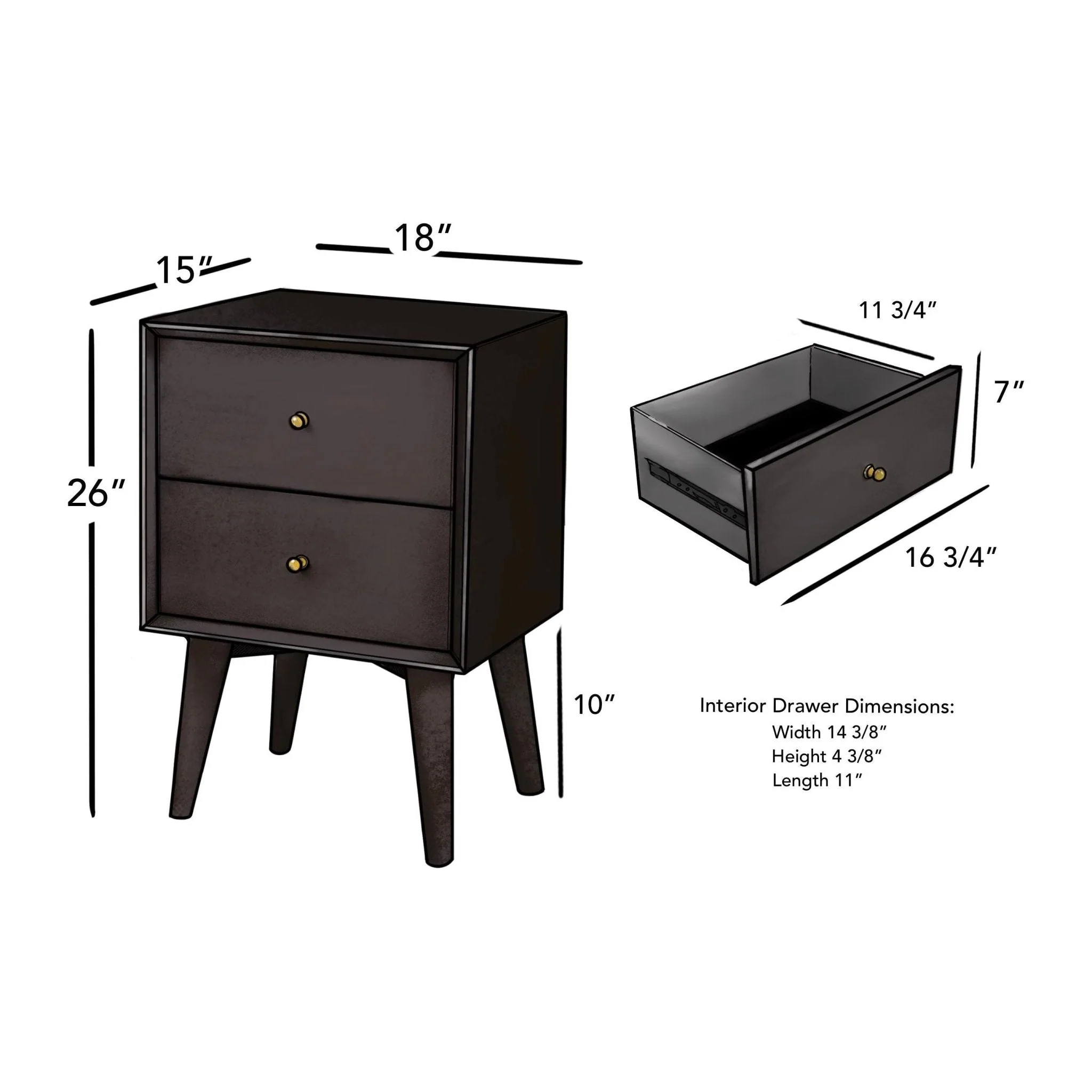 Flynn Nightstand, Black - Image 11