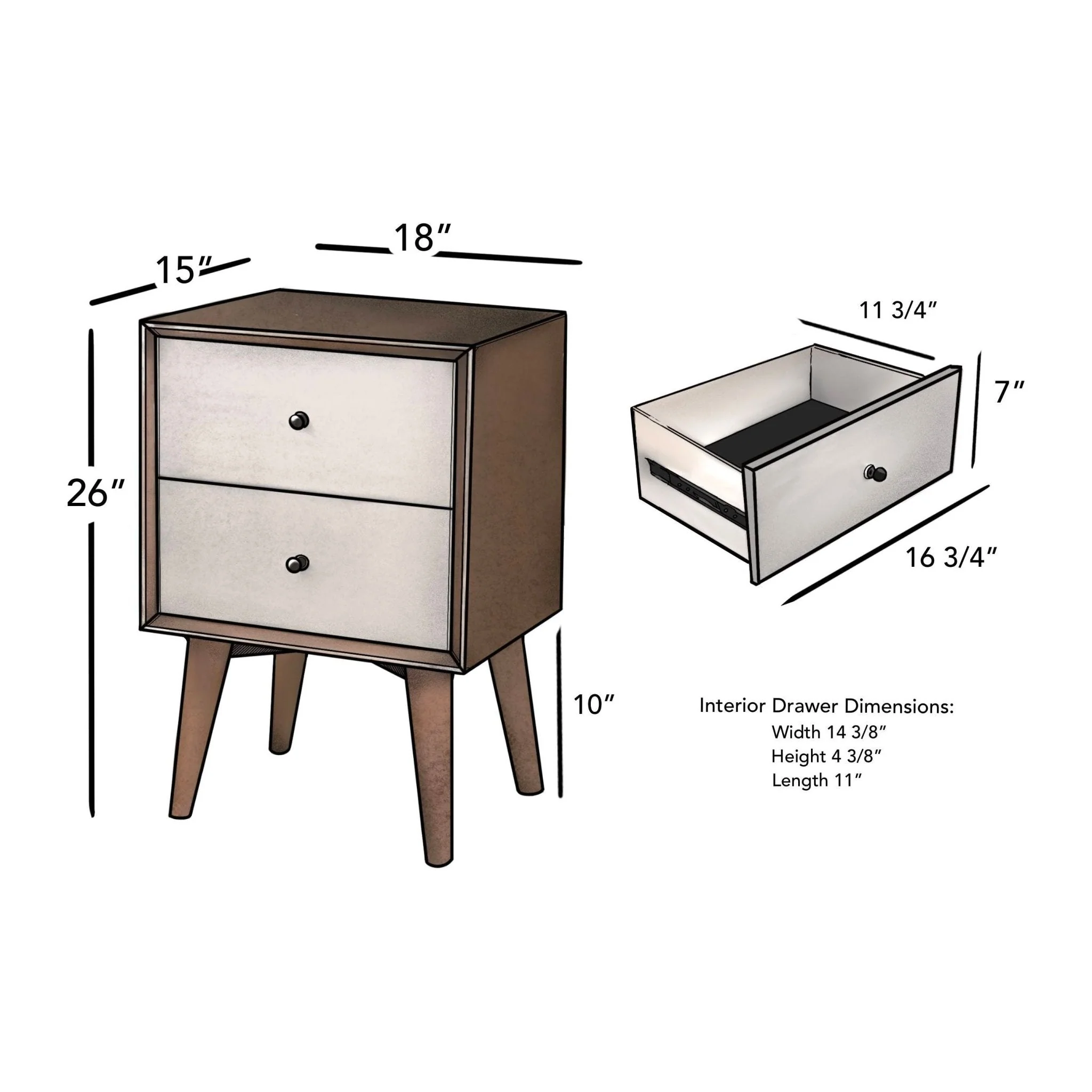 Flynn Nightstand, Chestnut/White - Image 6