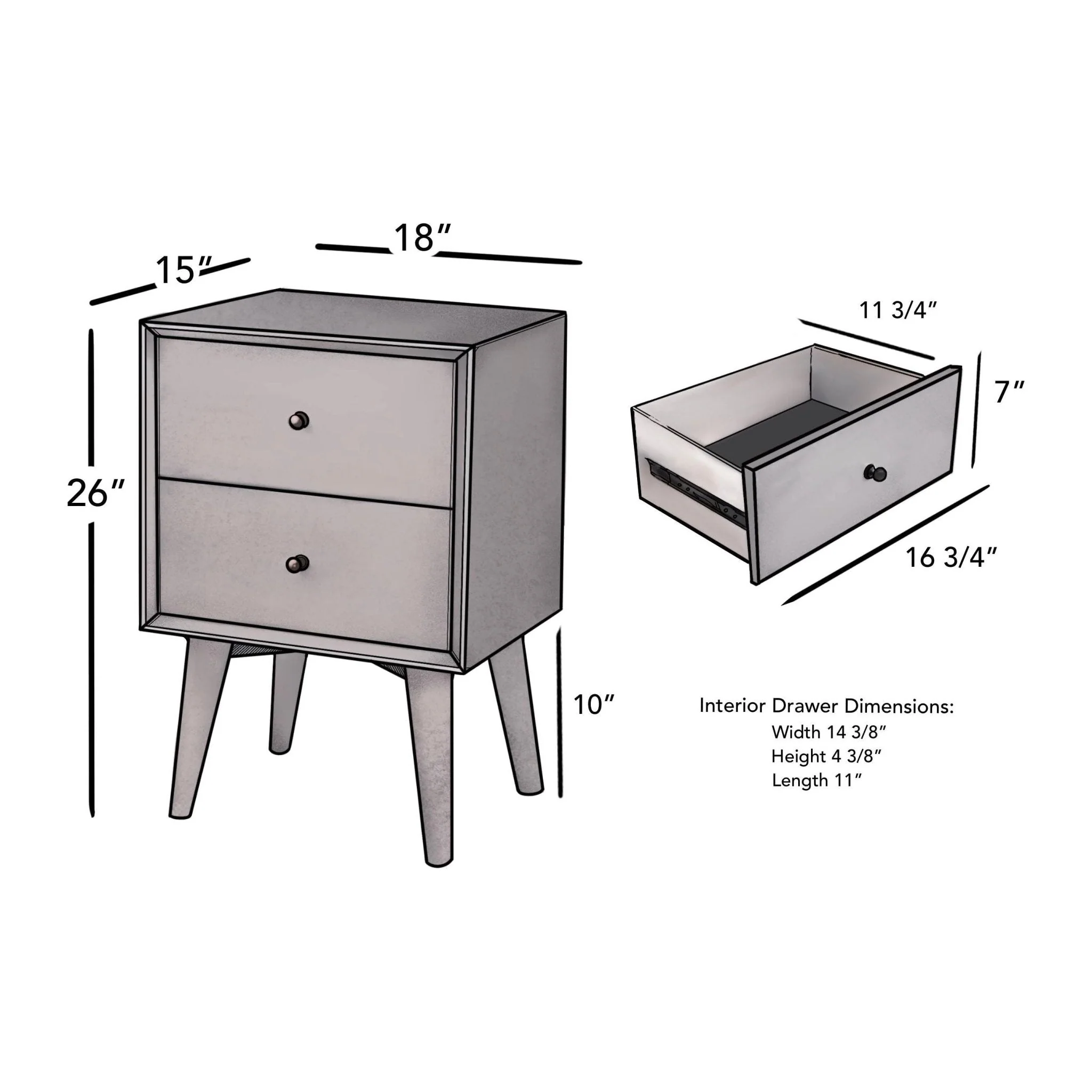 Flynn Nightstand, Gray - Image 5