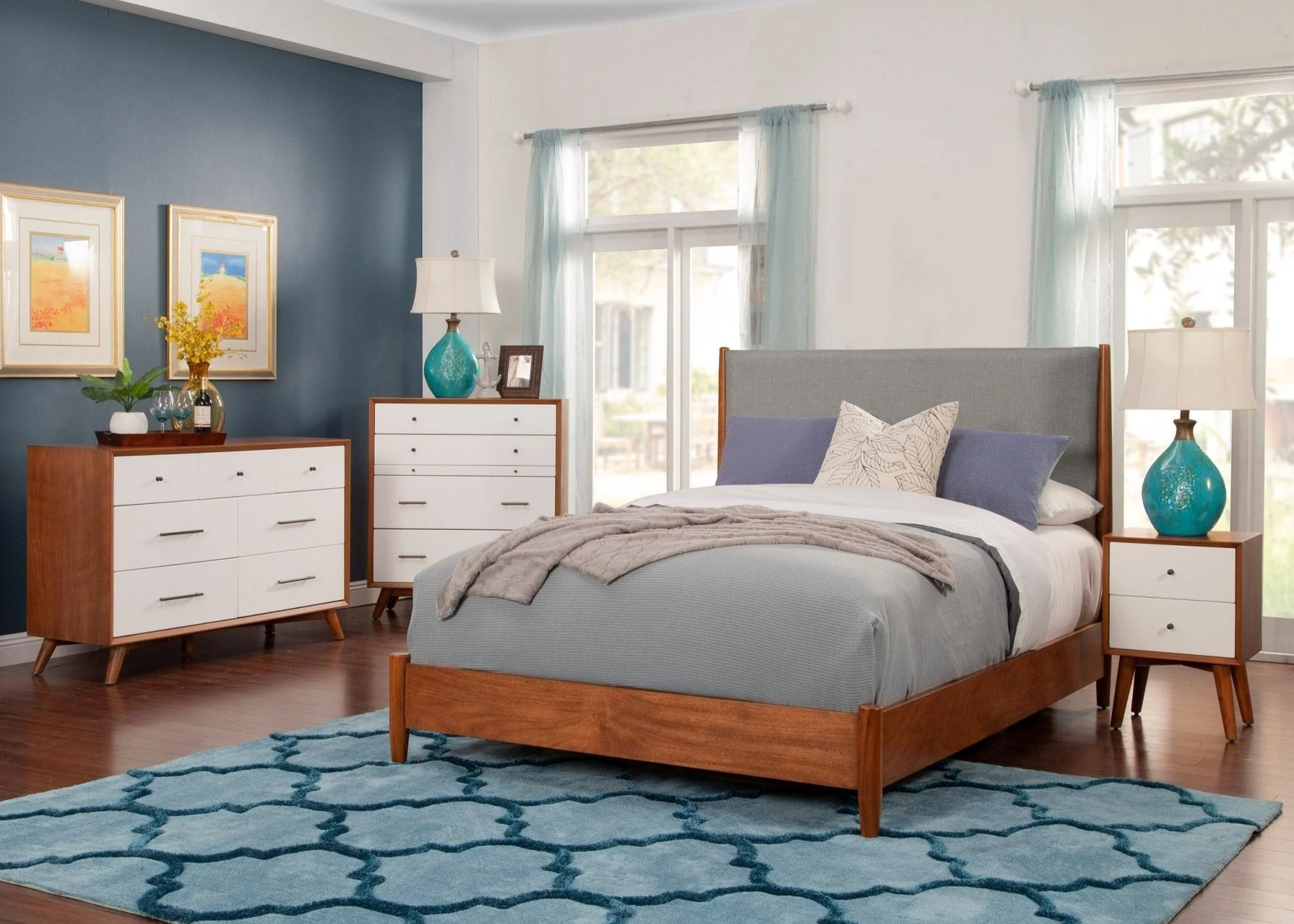 Flynn Panel Bed, Chestnut/Grey - Image 9
