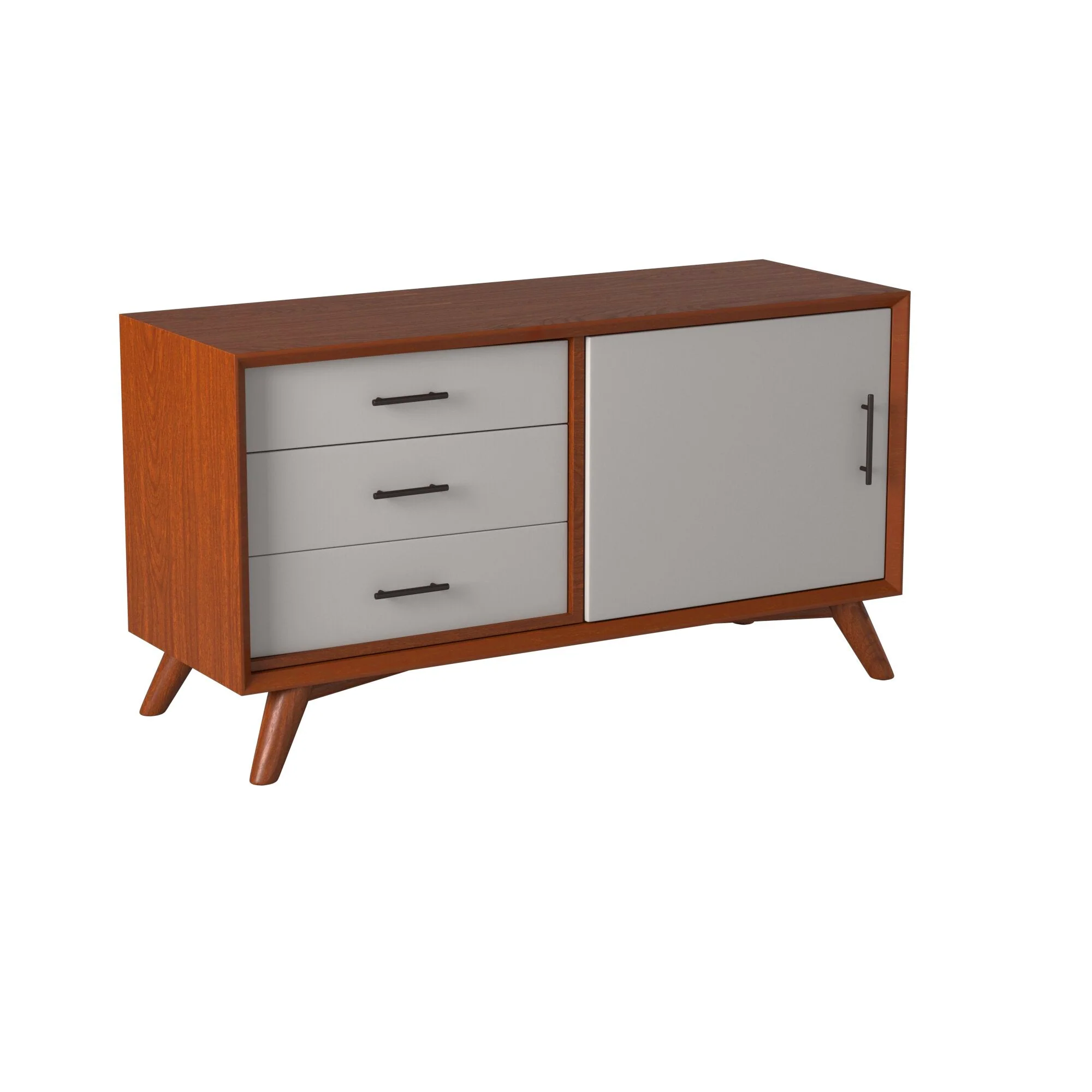 Flynn Small TV Console, Chestnut/White - Image 3